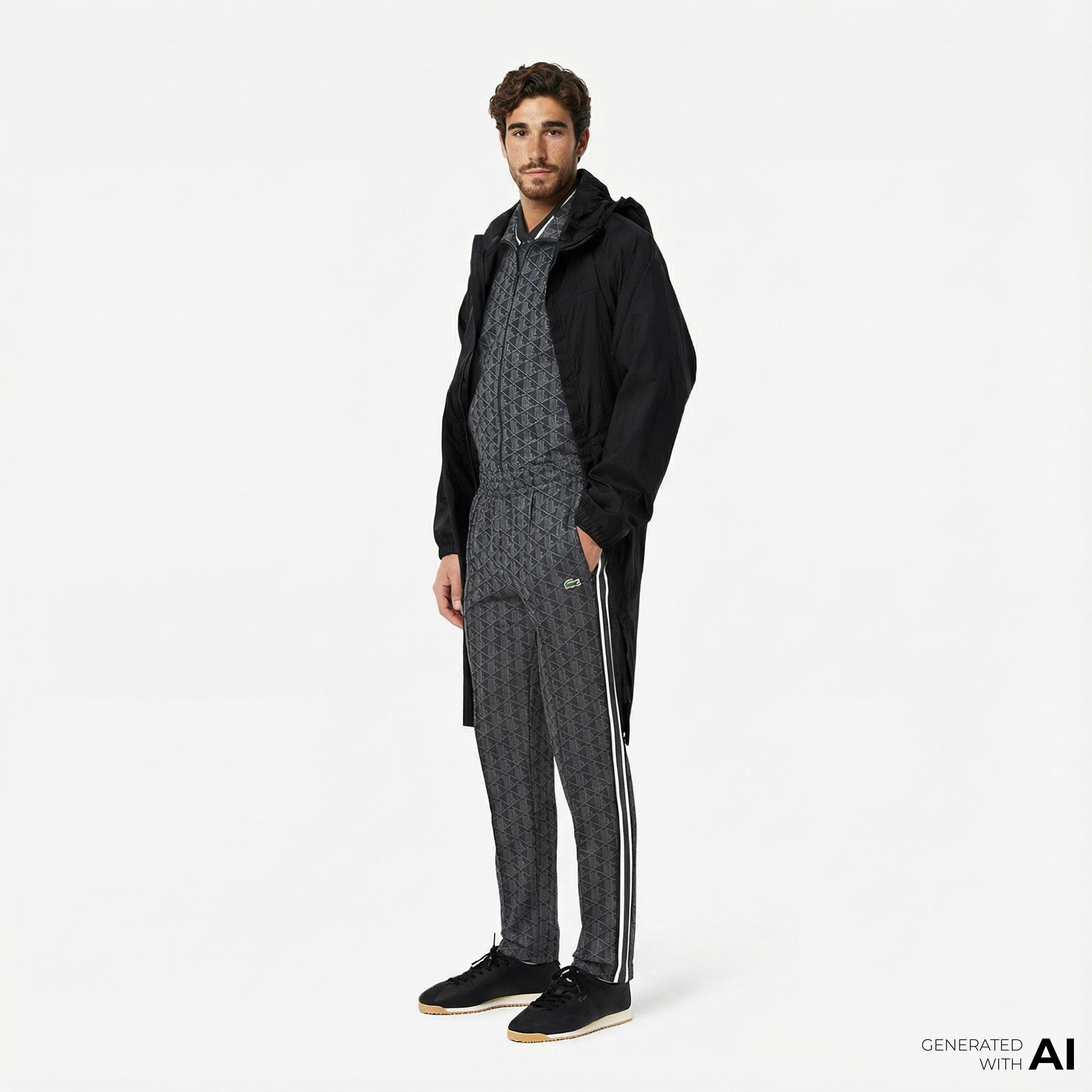 Lacoste Paris Erkek Regular Fit Monogram Siyah Eşofman Altı