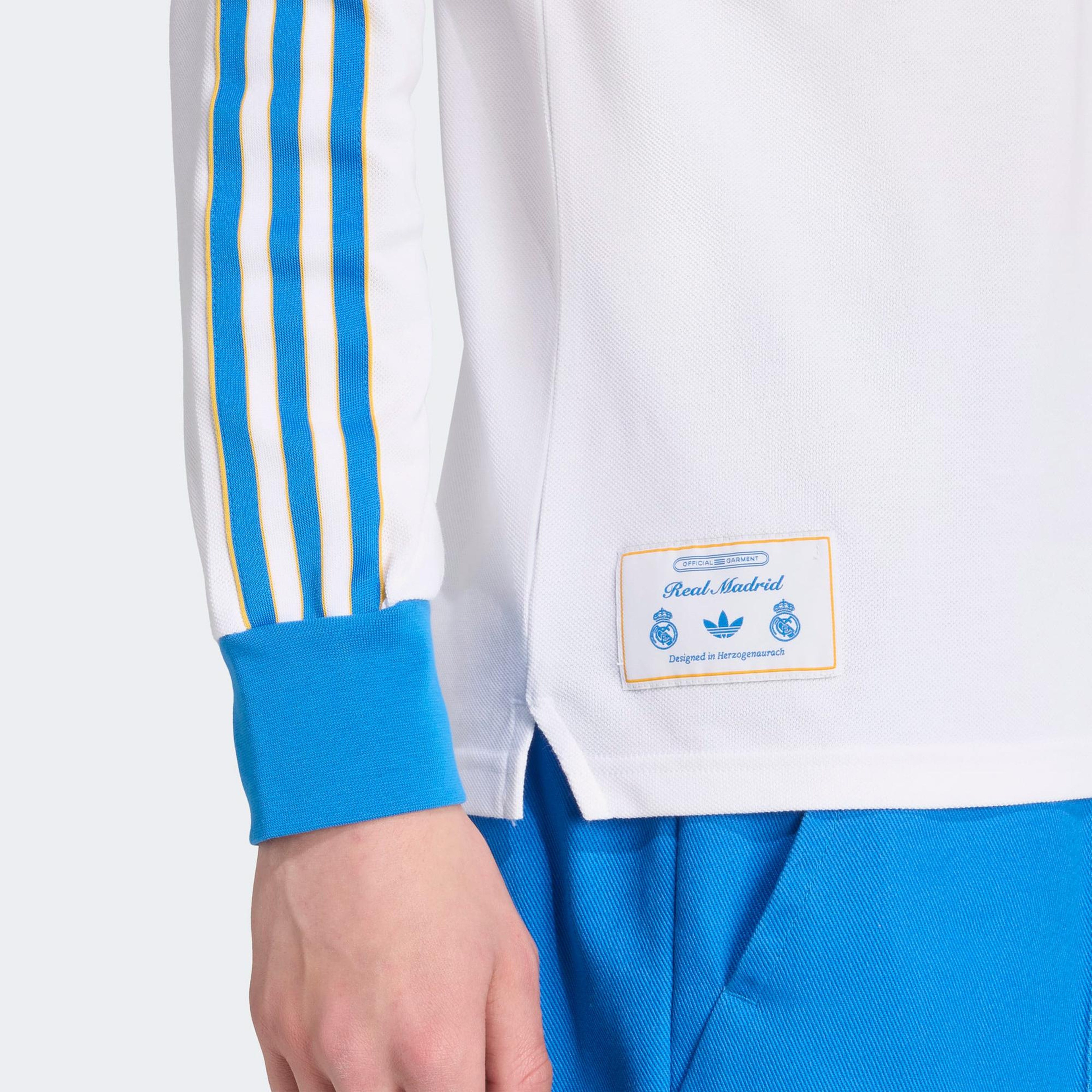 adidas Real Madrid Terrace Icons Erkek Beyaz/Mavi Polo T-Shirt