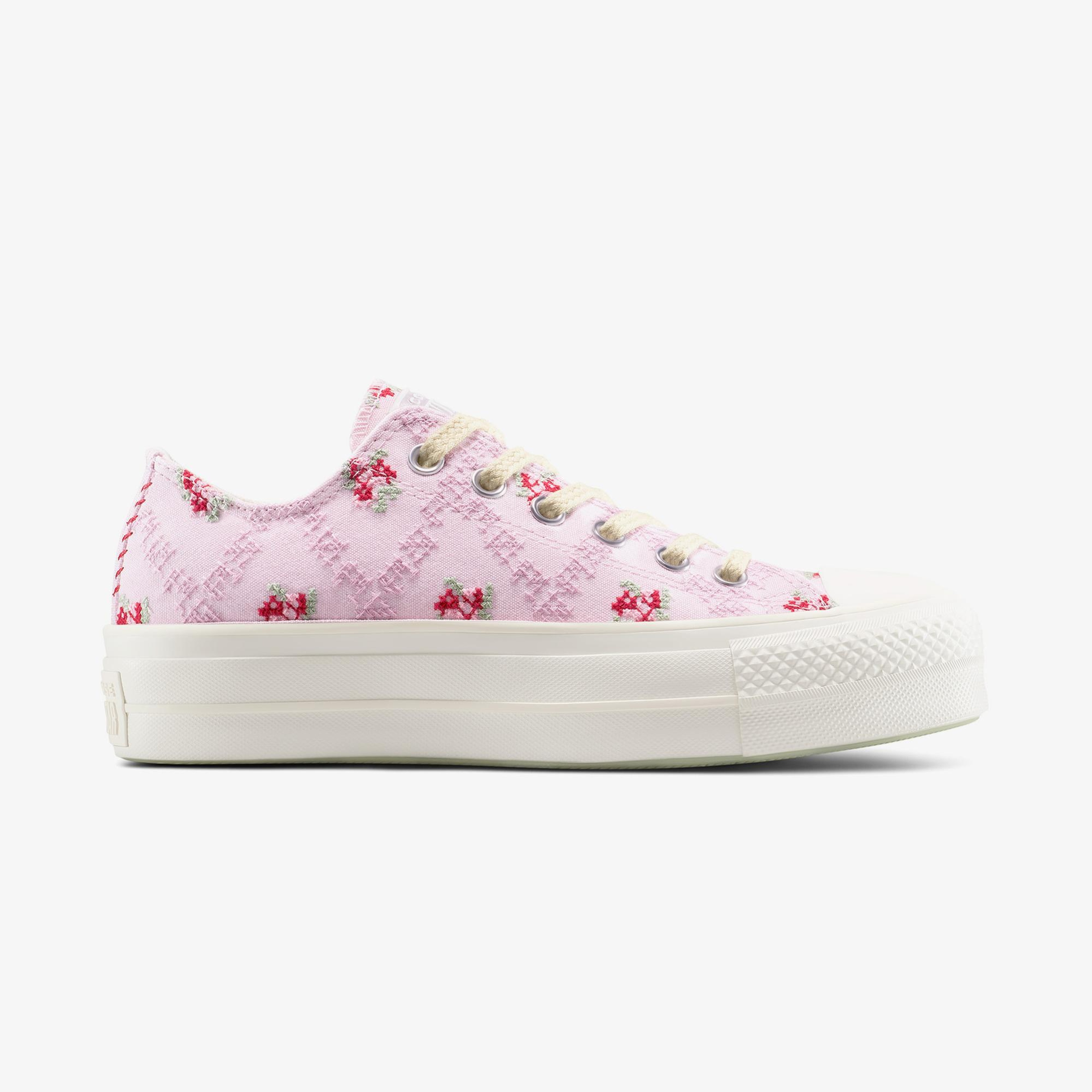 Converse Chuck Taylor All Star Lift Rose Cross Stitch Kadın Pembe Platform Sneaker