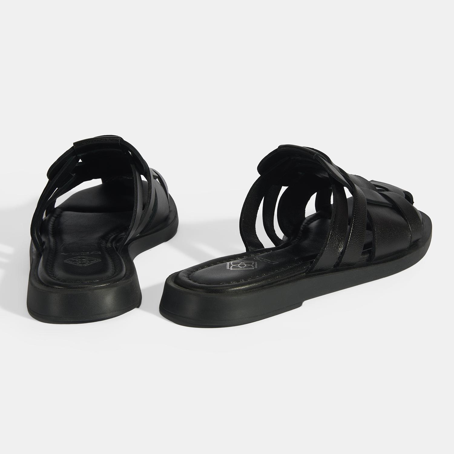 Kadın Siyah Deri Terlik