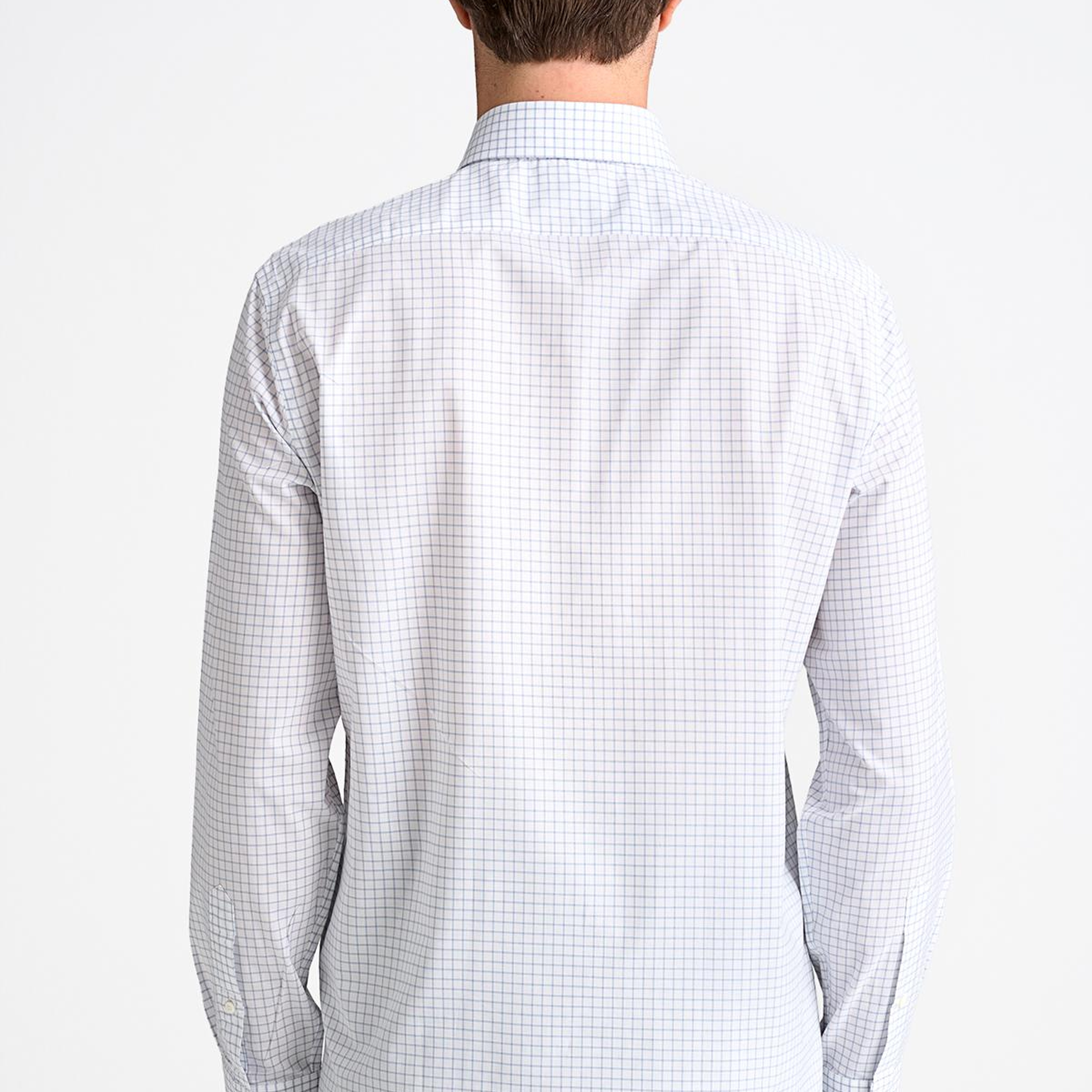 Erkek Gri Cooper Fit Düğmeli Yaka Pötikare Desenli Spor Gömlek