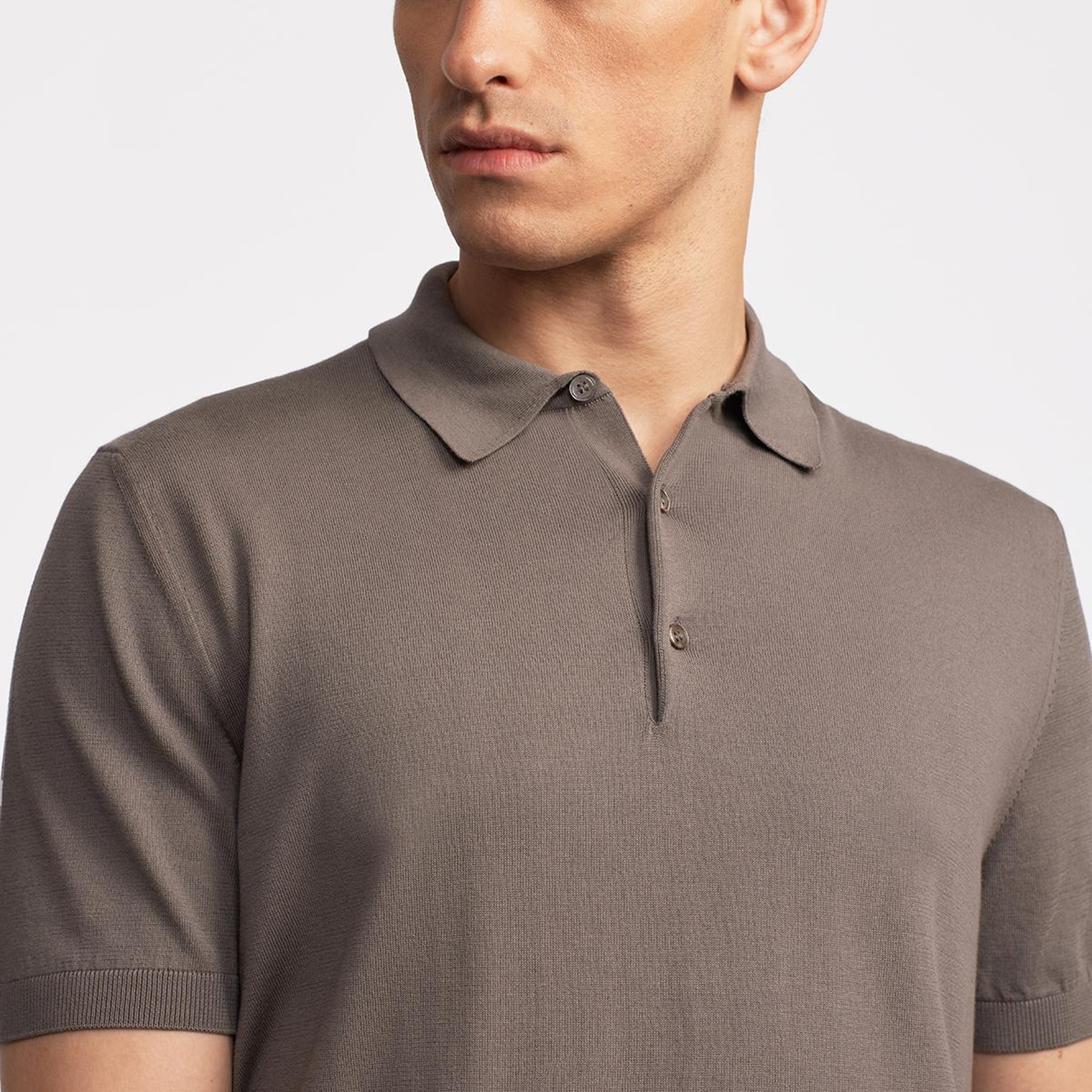 Erkek Vizon Polo Yaka Kazak