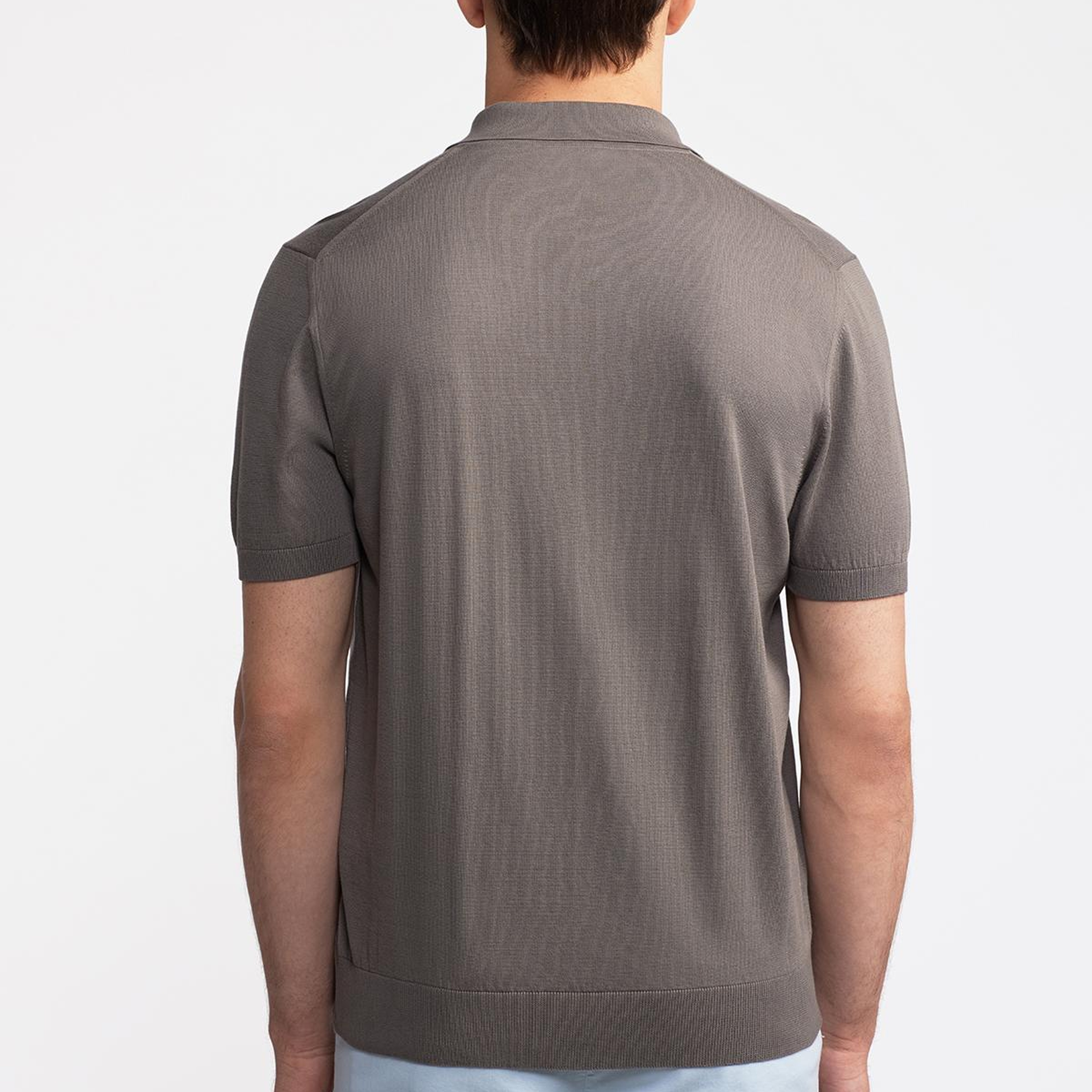 Erkek Vizon Polo Yaka Kazak