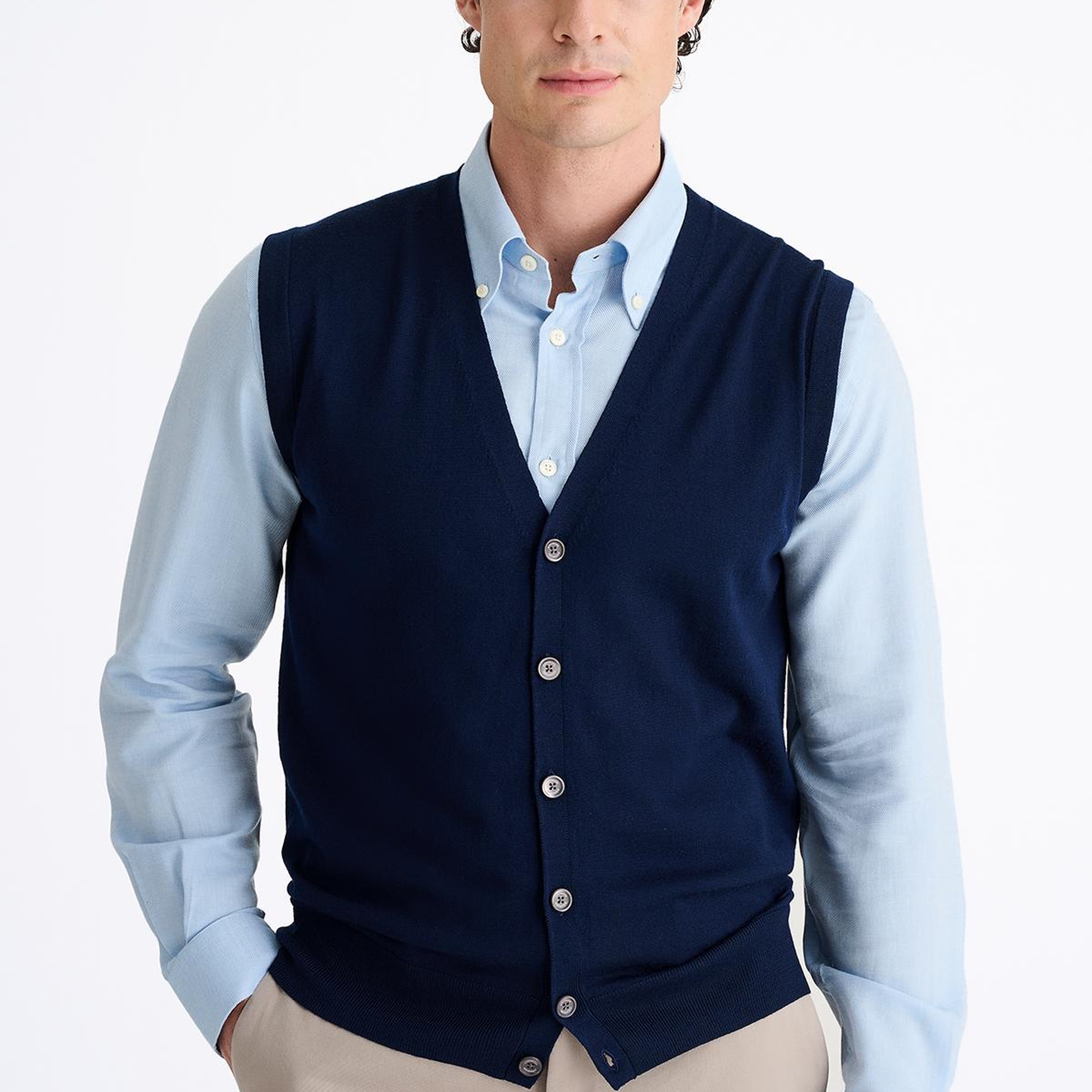 Erkek Lacivert Yün Süveter