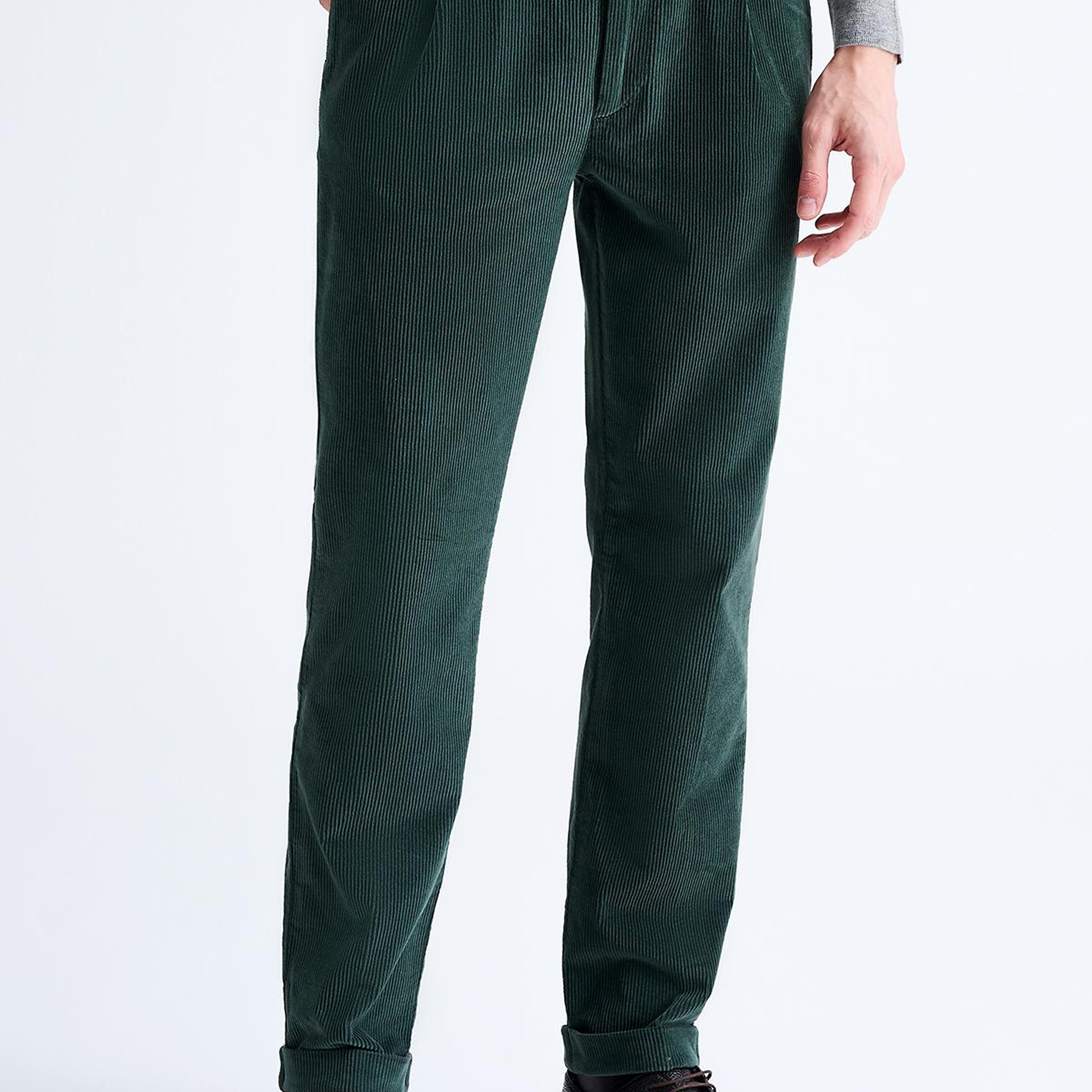 Erkek Koyu Yeşil Kadife Chino Pantolon