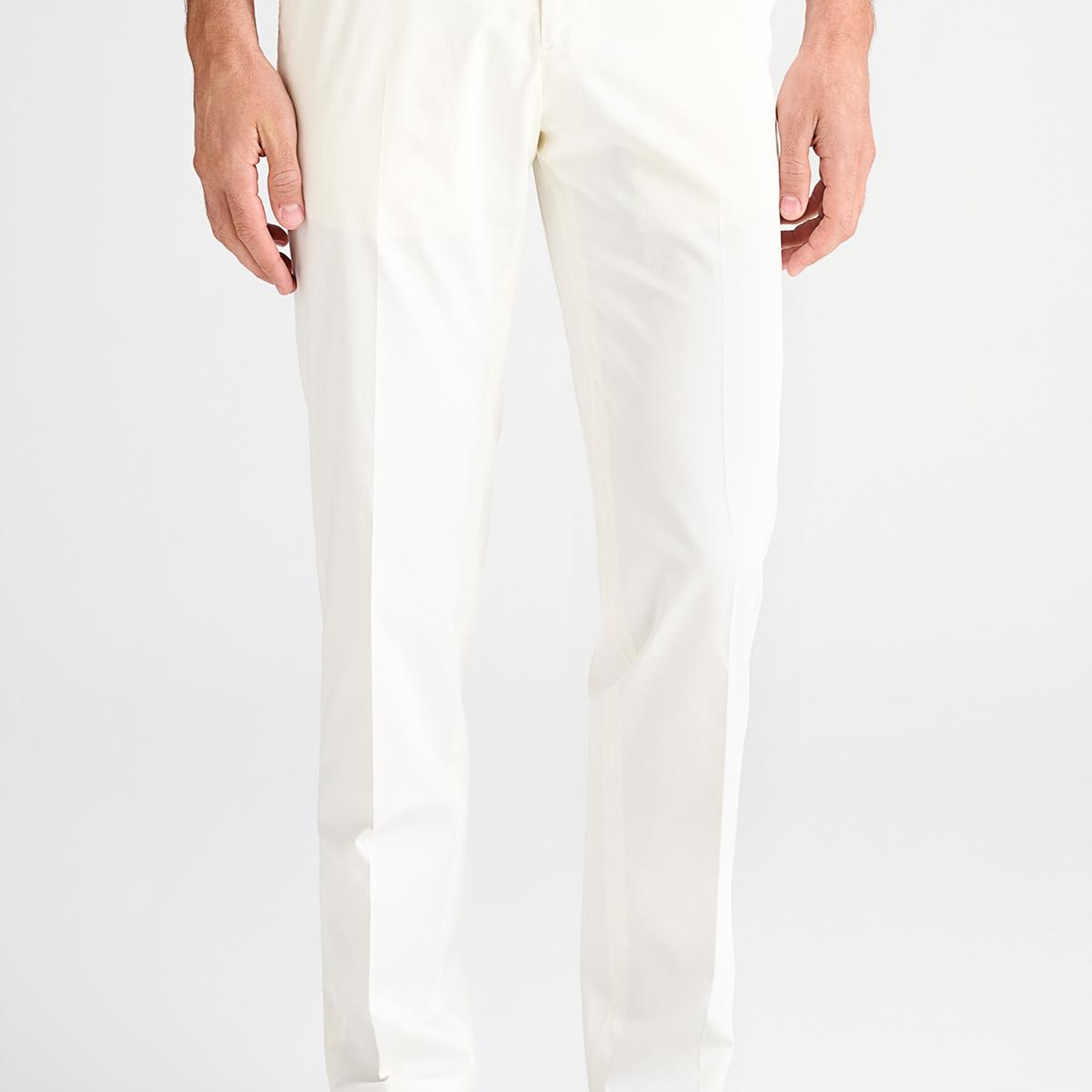 Erkek Beyaz Slim Fit Elastik Bel Bantlı Büzgü İpli Pantolon