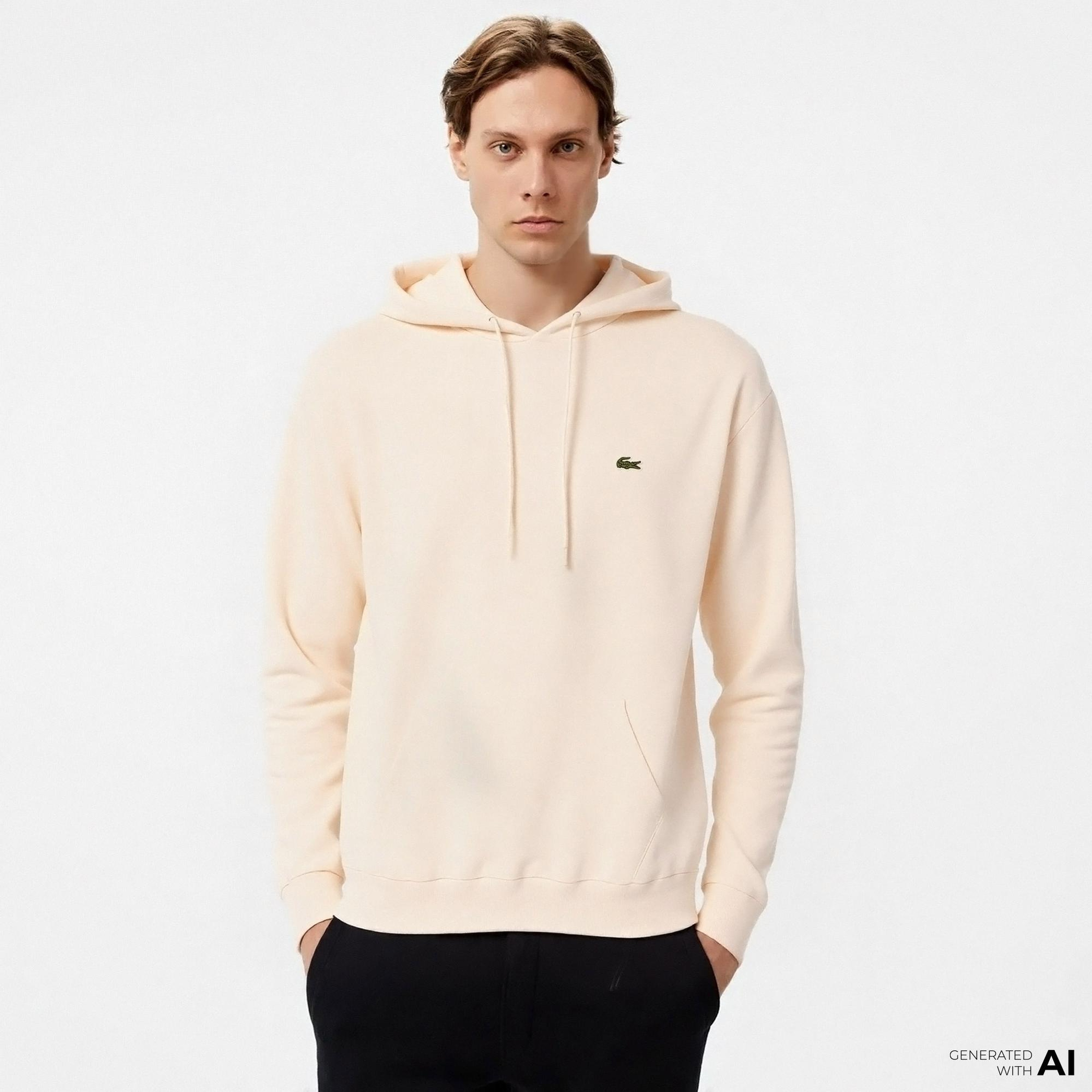 Lacoste Erkek Classic Fit Kapüşonlu Bej Sweatshirt