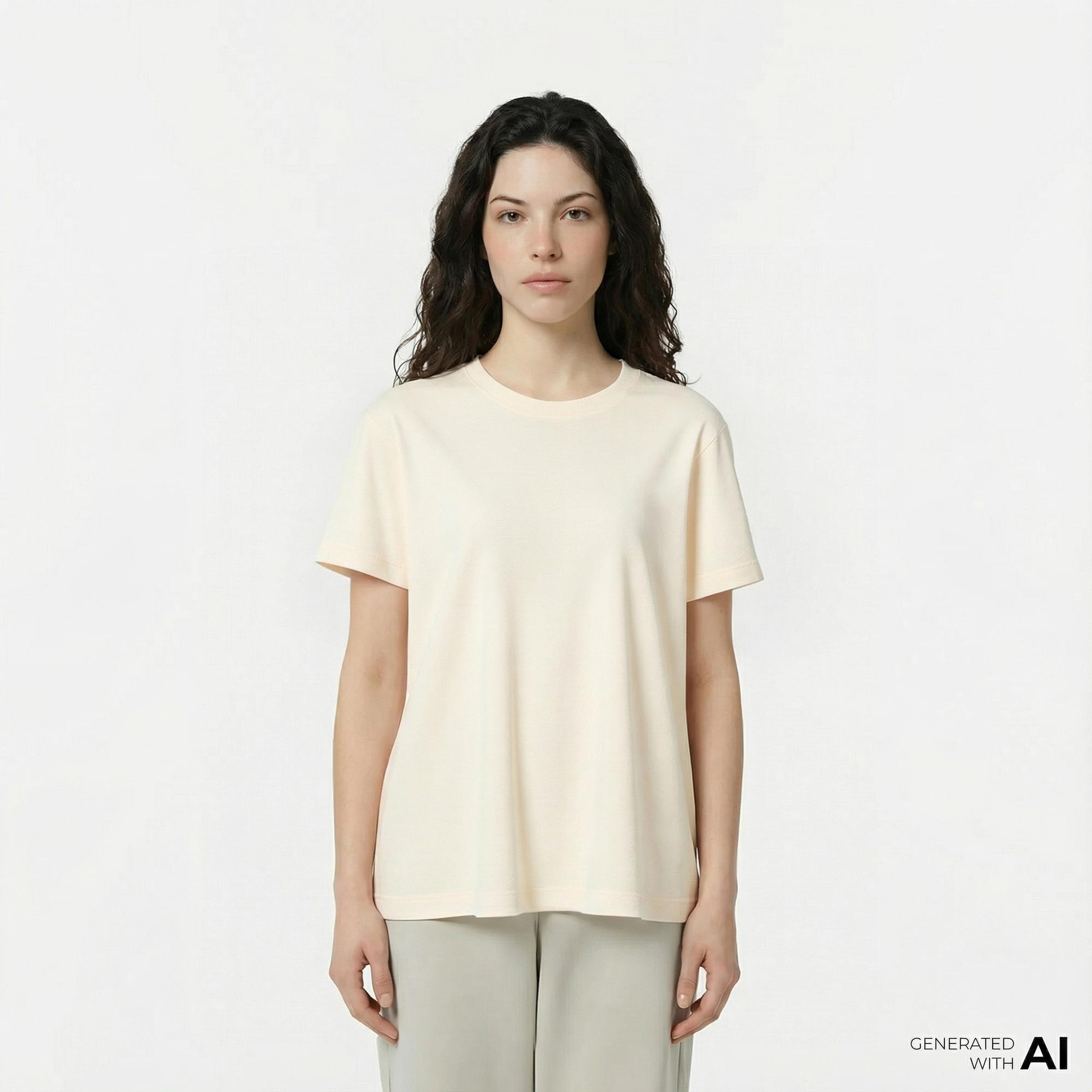 Lacoste Print Kadın Bej T-Shirt