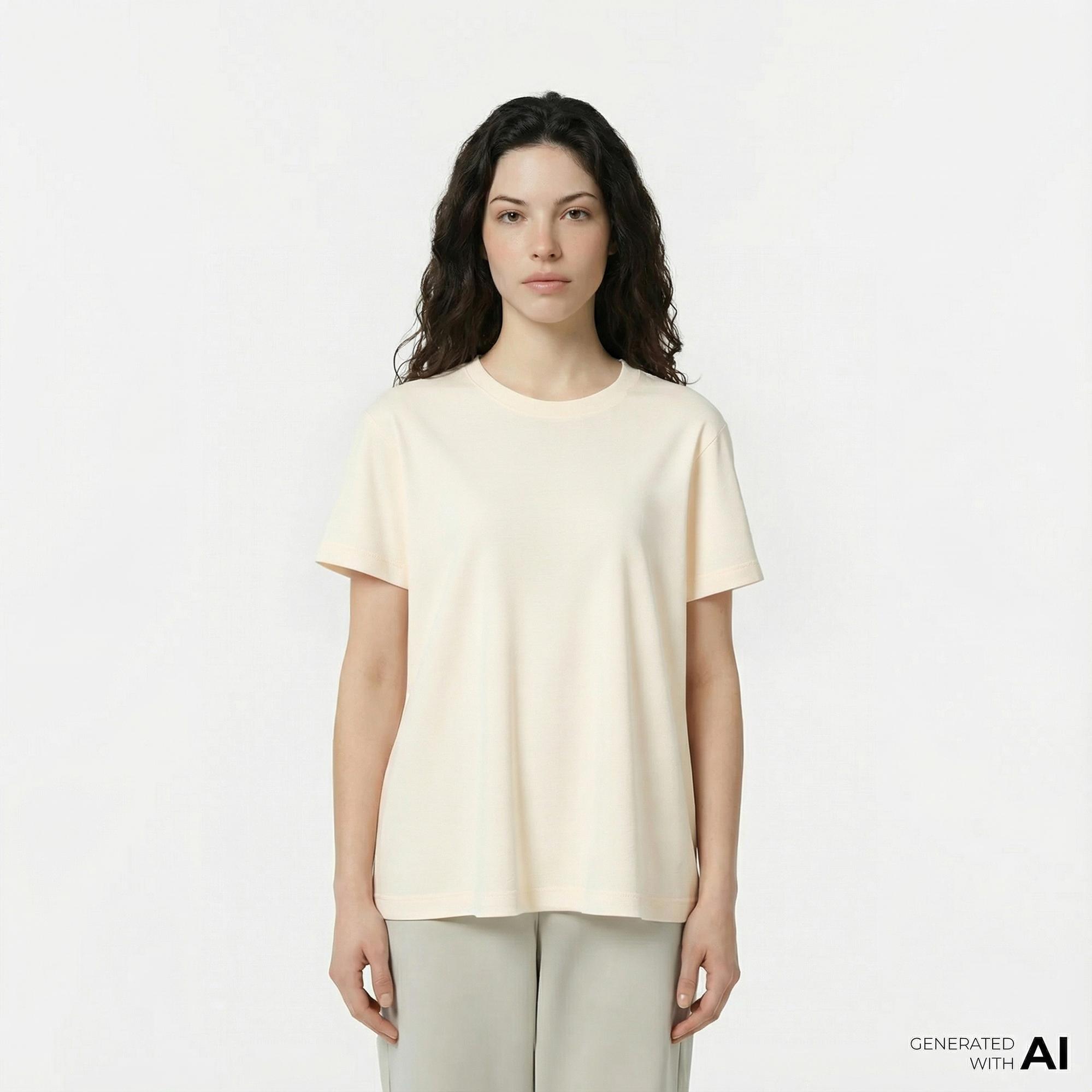 Lacoste Print Kadın Bej T-Shirt