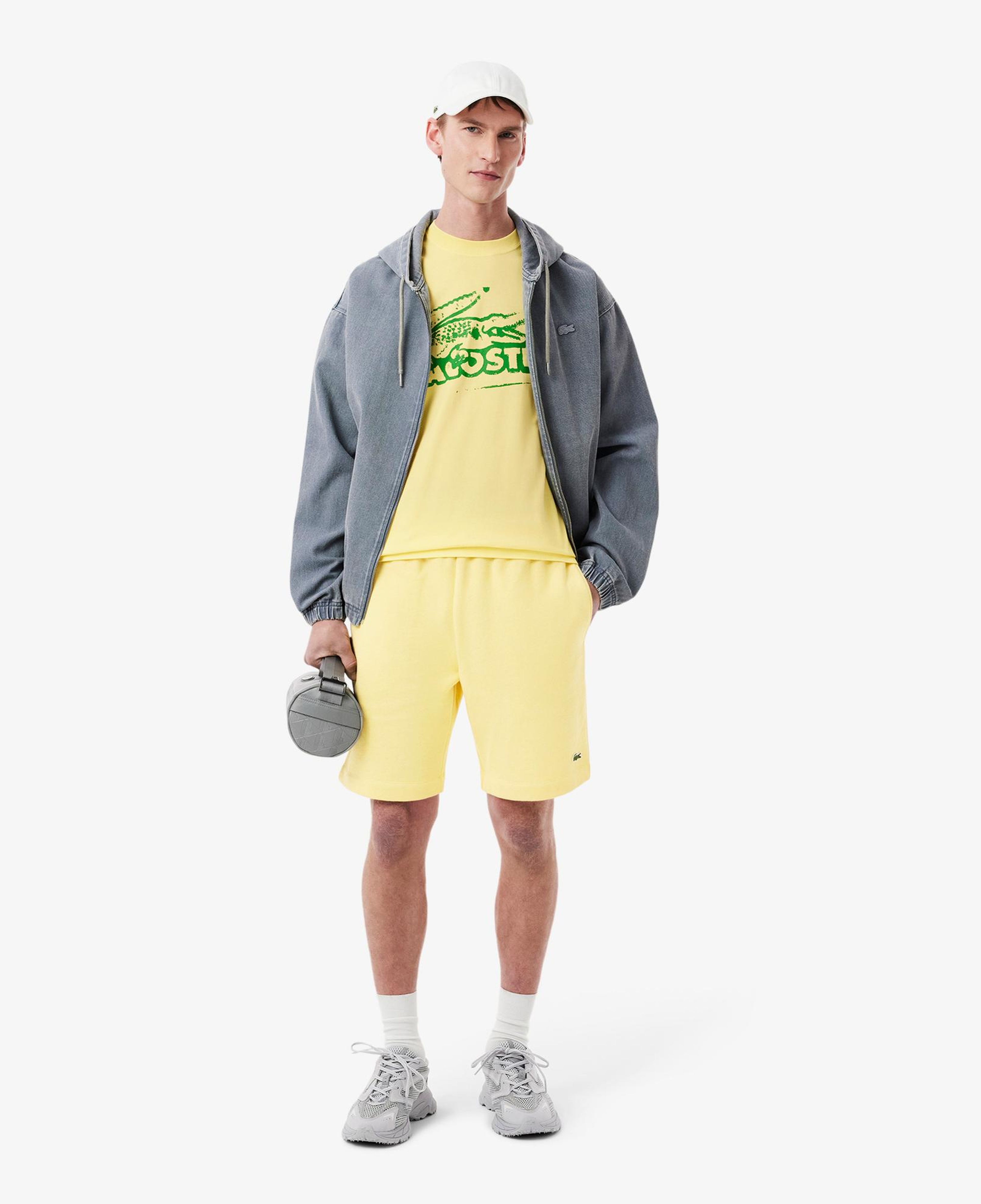 Lacoste Classic Fit Bisiklet Yaka Baskılı Erkek Sarı T-Shirt