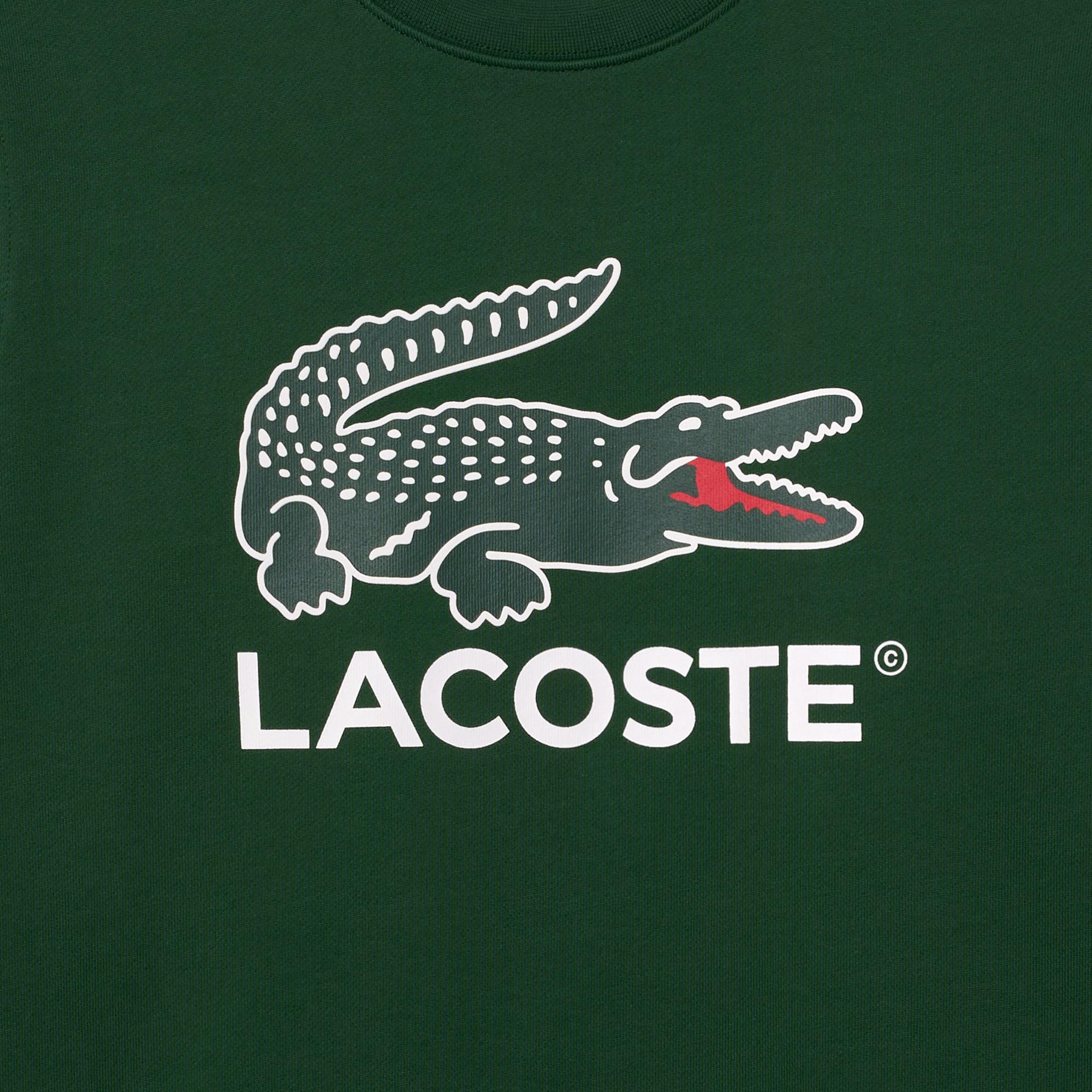 Lacoste Erkek Classic Fit Bisiklet Yaka Baskılı Yeşil Sweatshirt