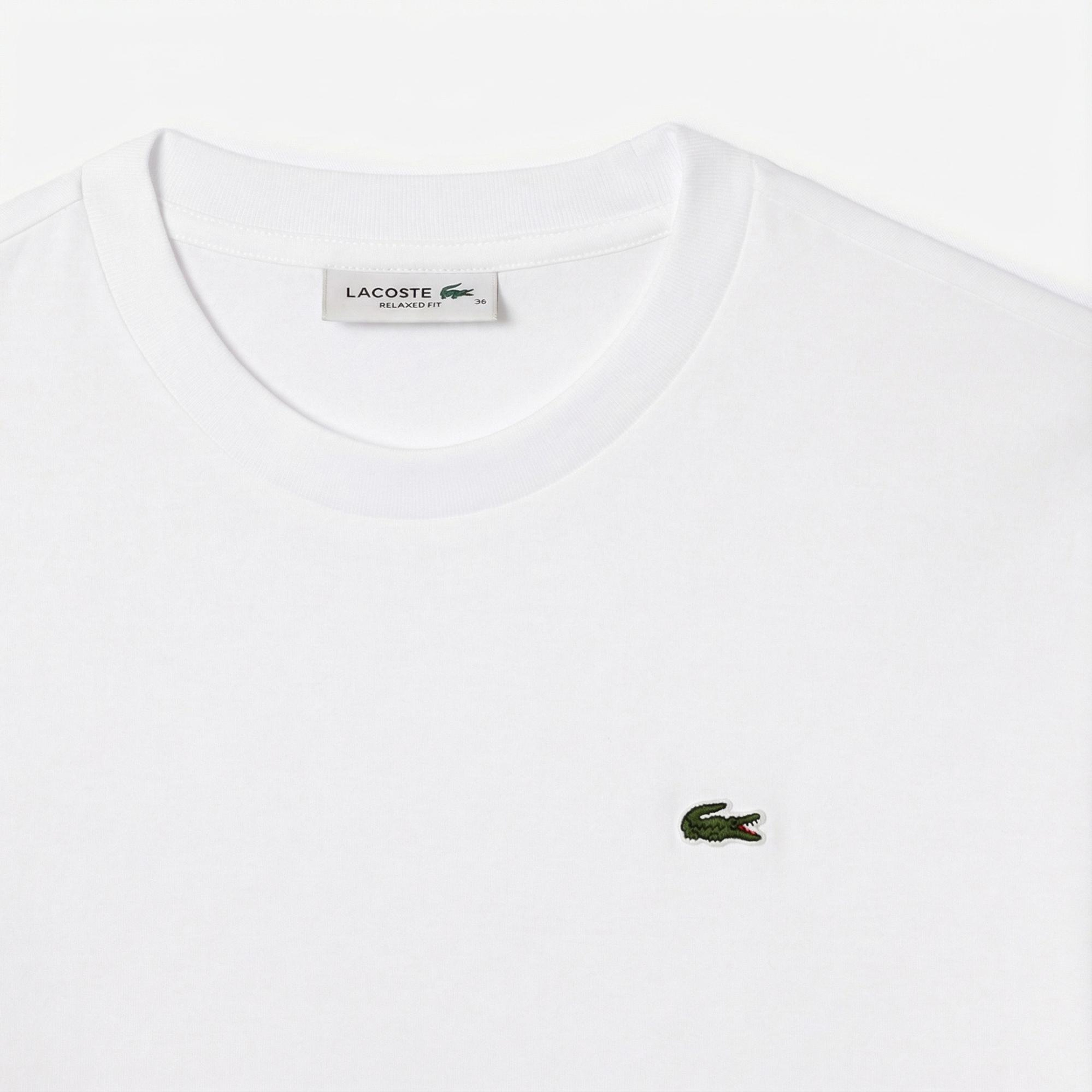 Lacoste Kadın Relaxed Fit Bisiklet Yaka Beyaz T-Shirt