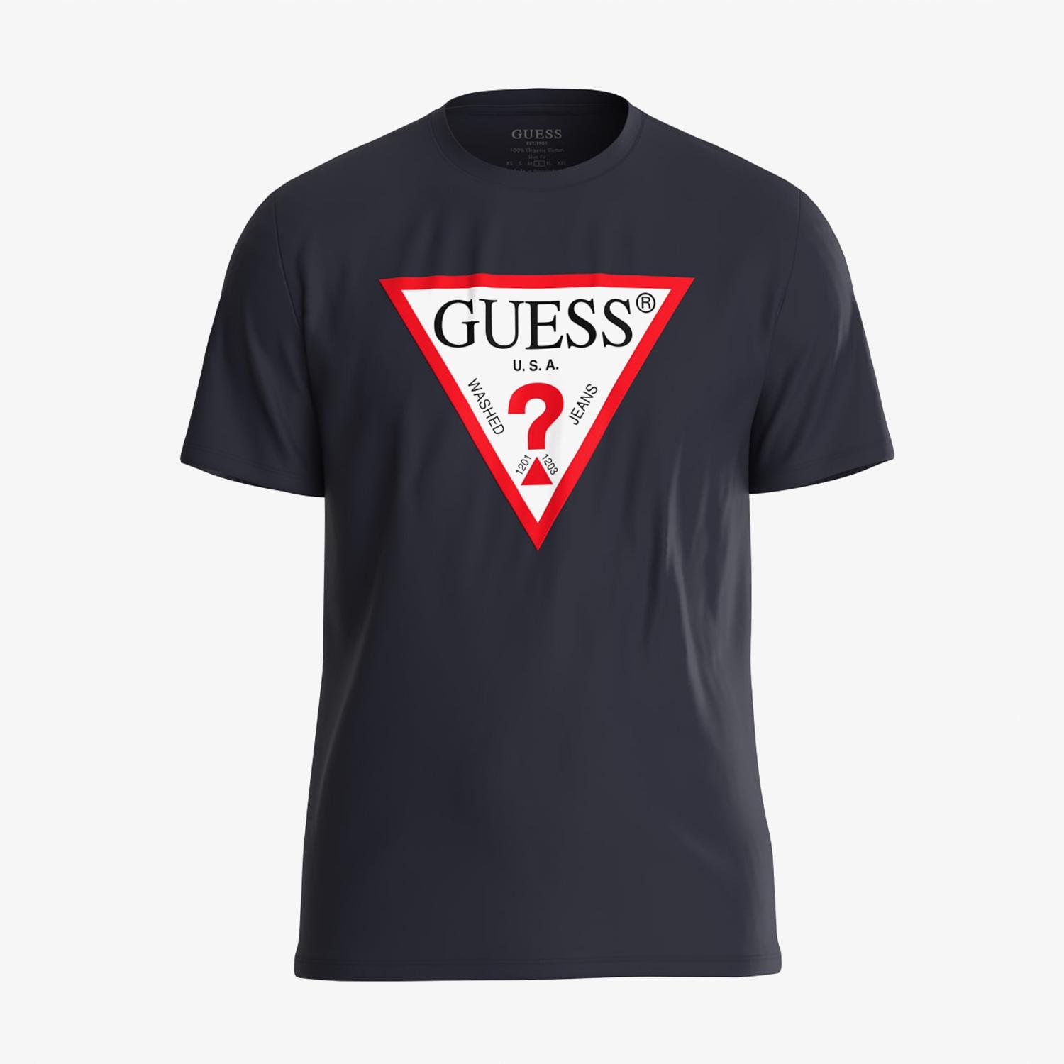 Guess Original Logo Mid Organic Stream Jersey Erkek Lacivert T-Shirt