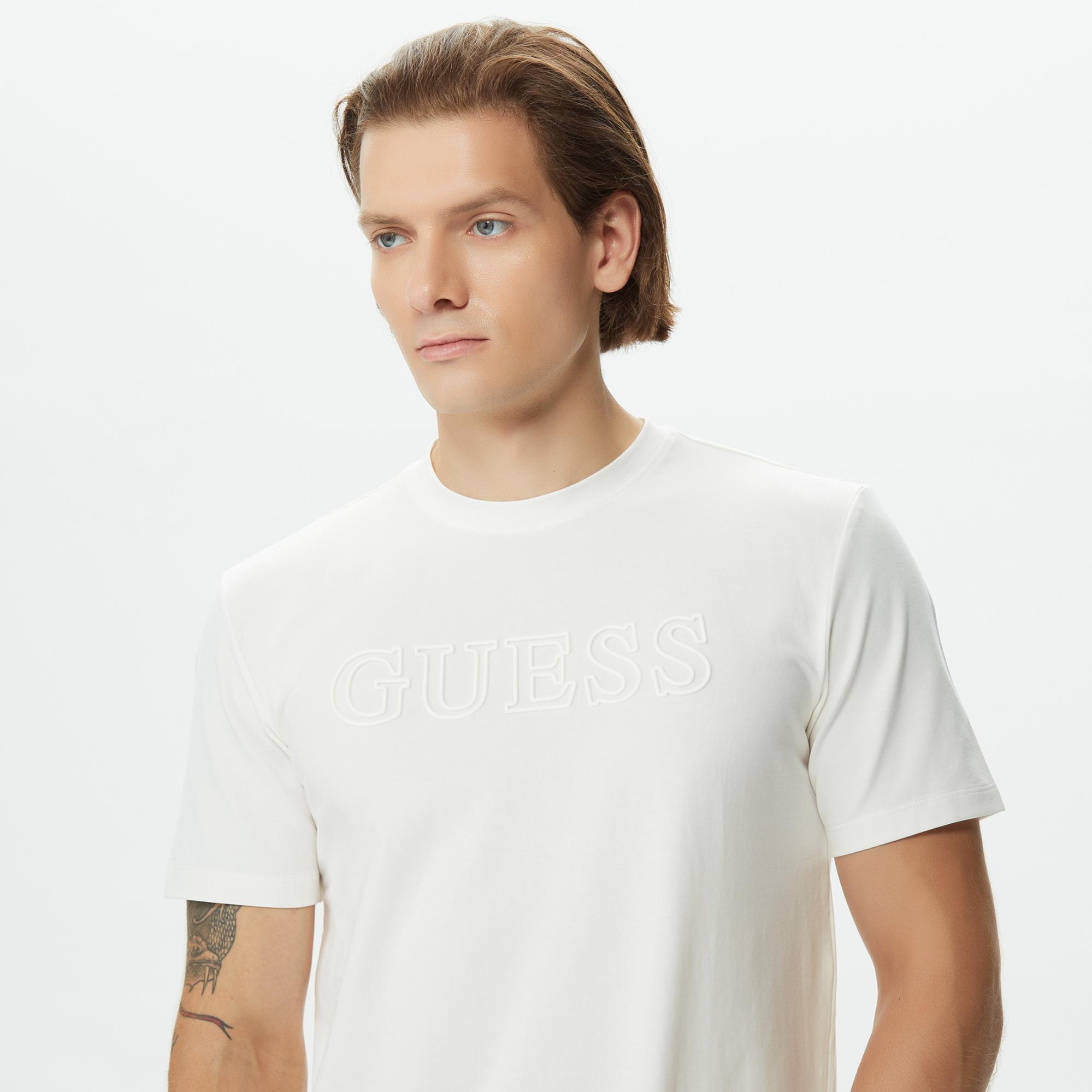 Guess Alphy Erkek Beyaz T-Shirt