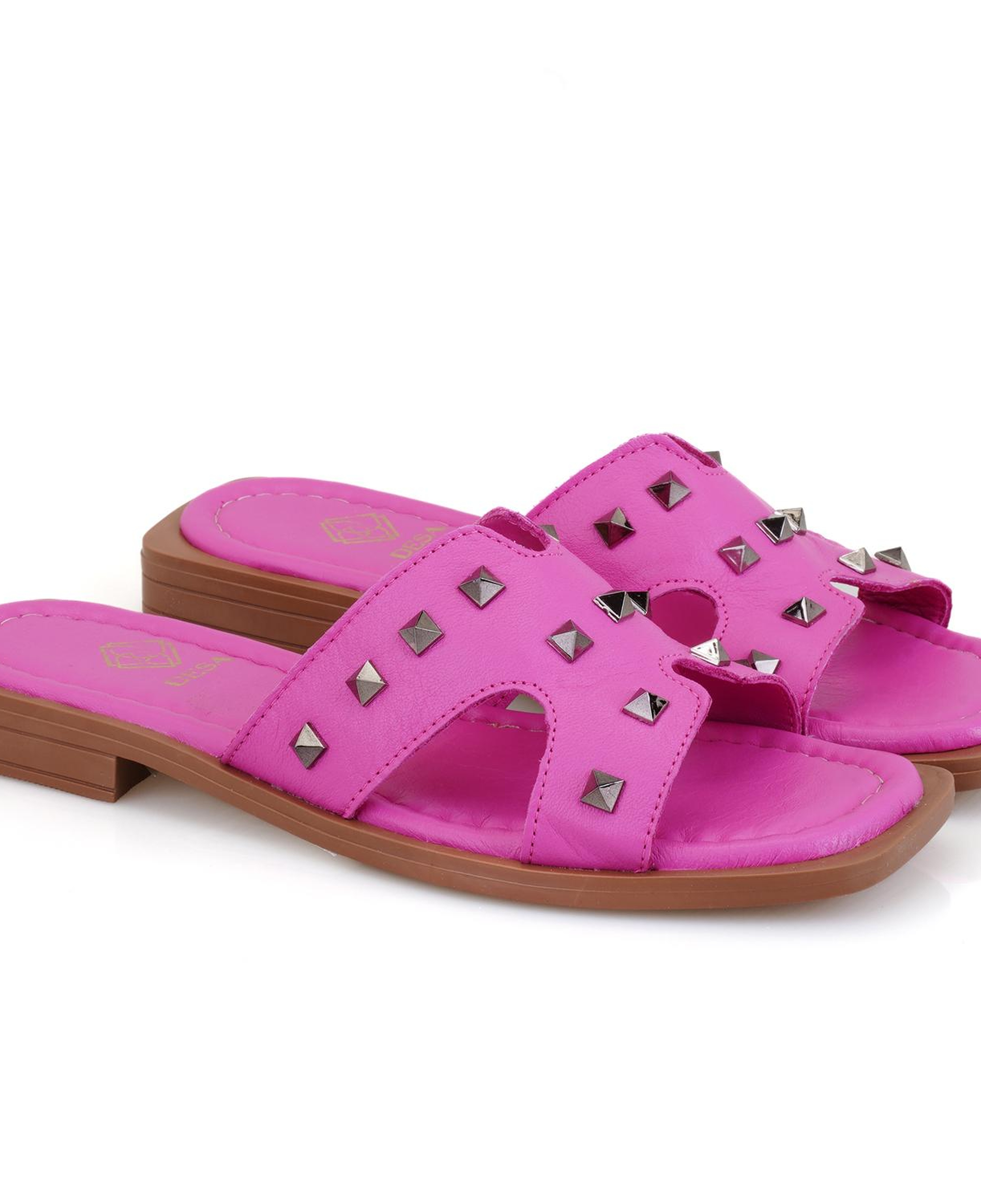 Kadın Pembe Deri Terlik