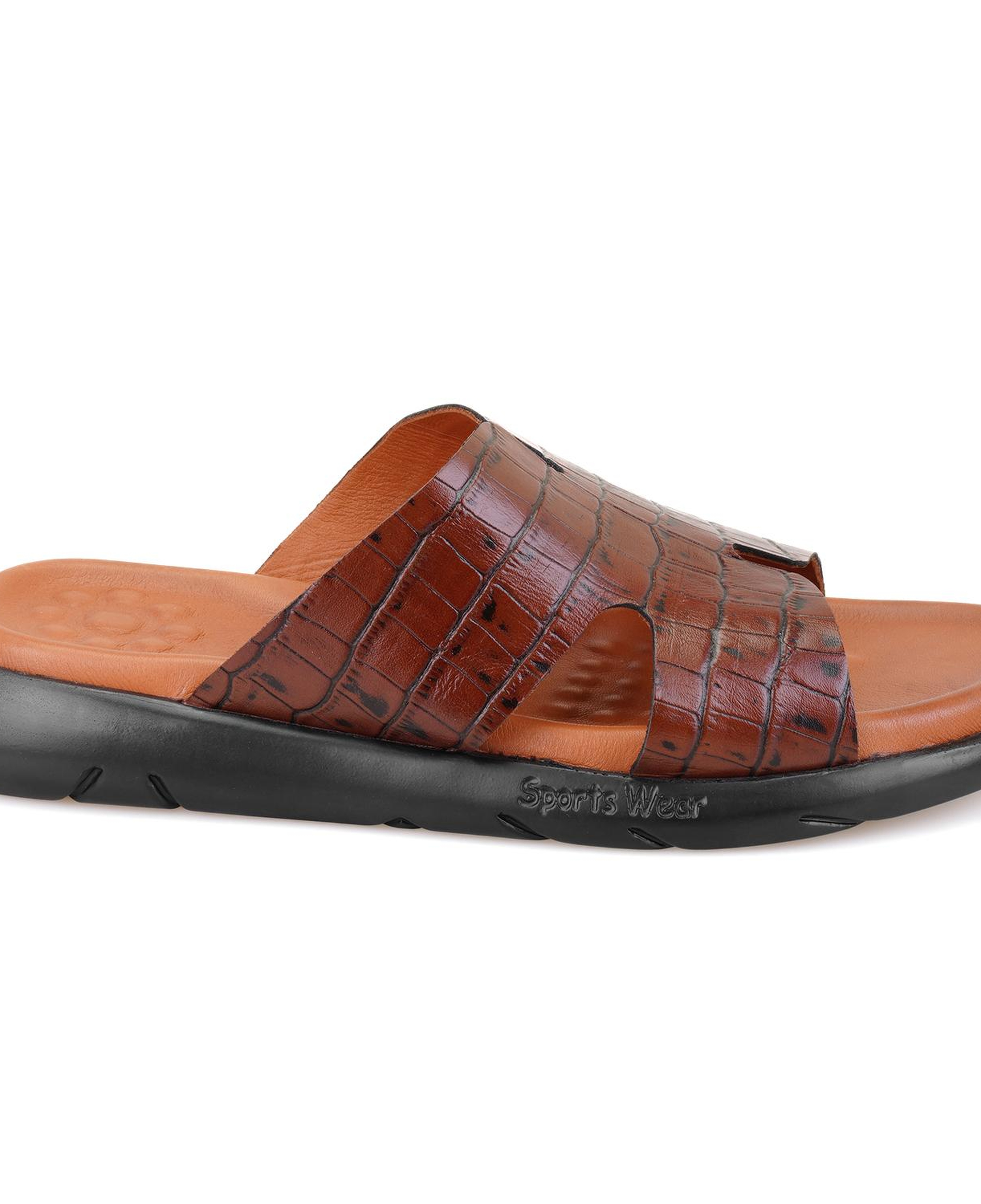 Fabiola Taba Erkek Kroko Baskılı Deri Terlik