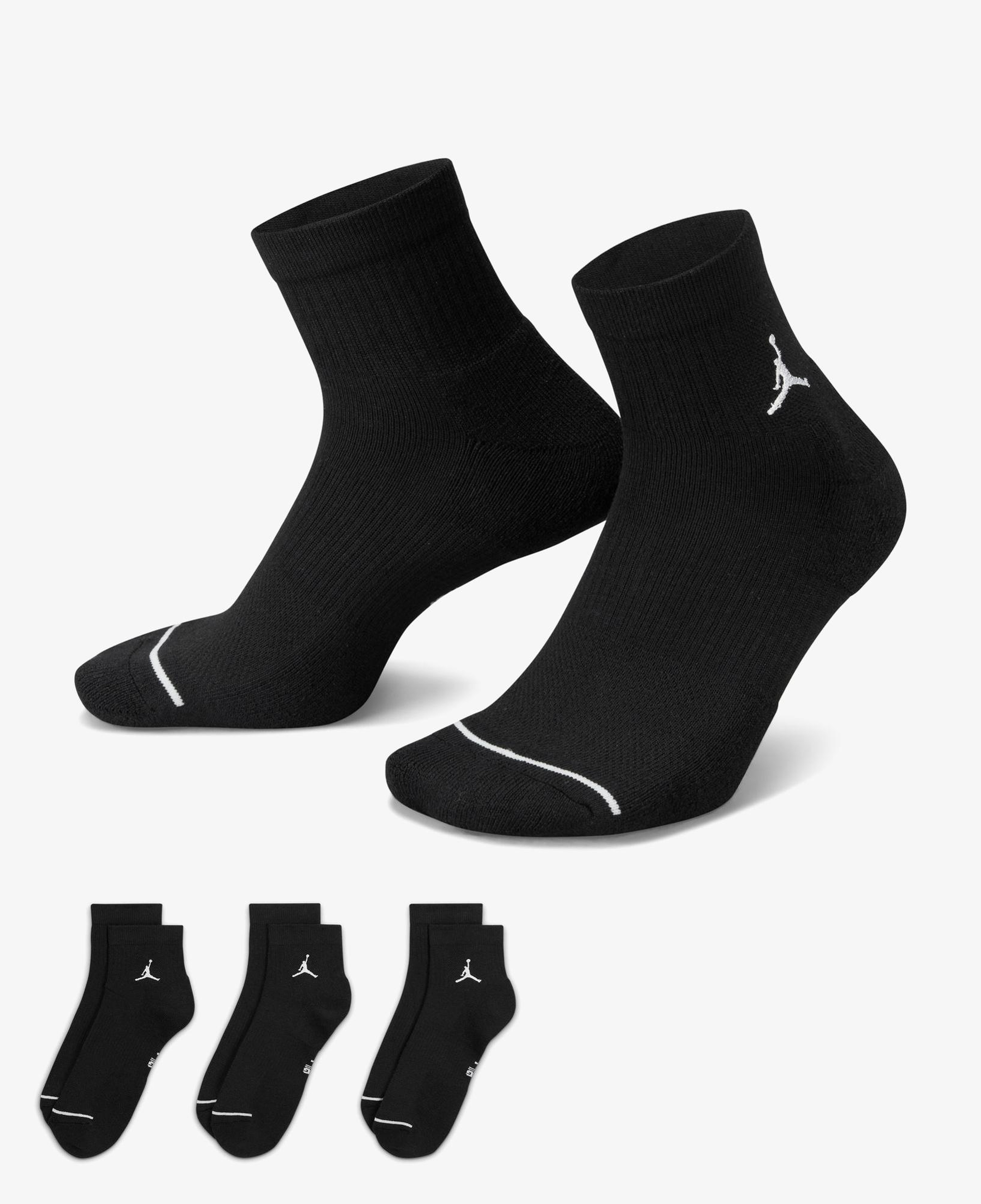 Jordan Cush Poly 3' lü Unisex Siyah Çorap