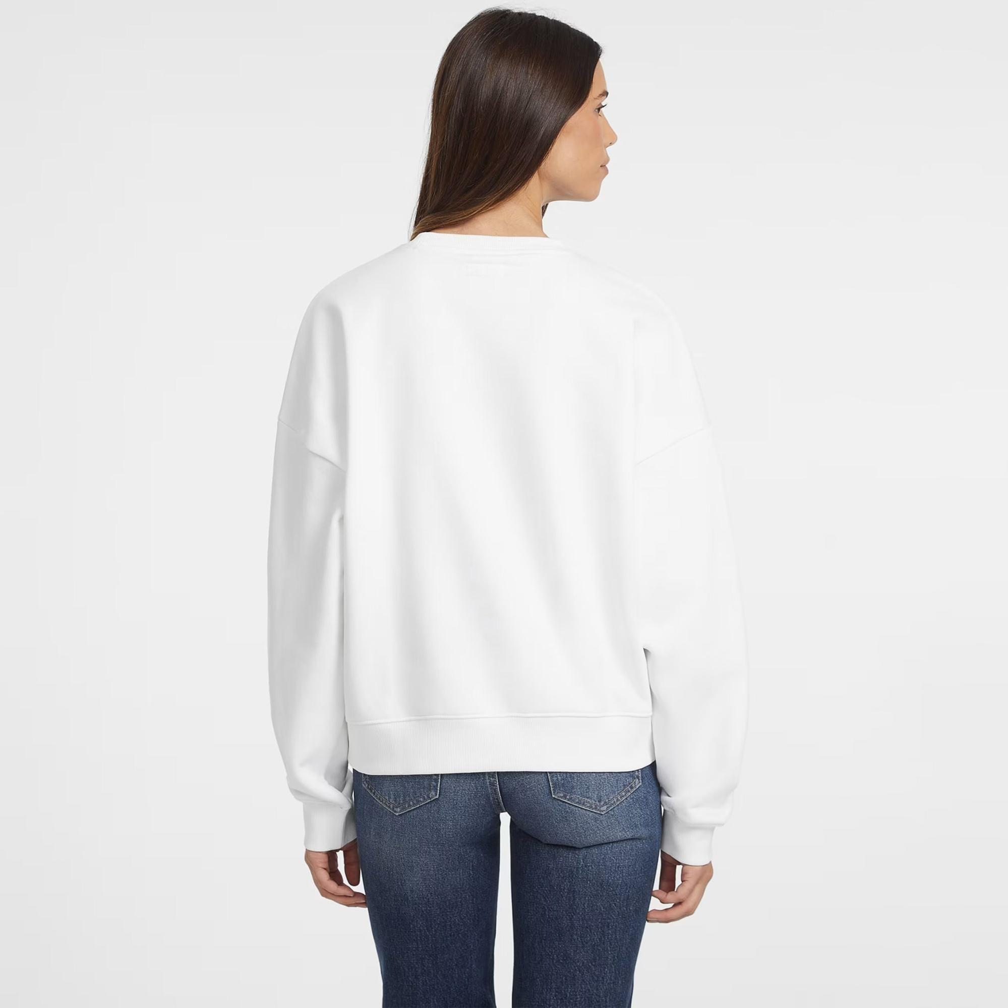 Guess Iconic Tria Kadın Beyaz Sweatshirt