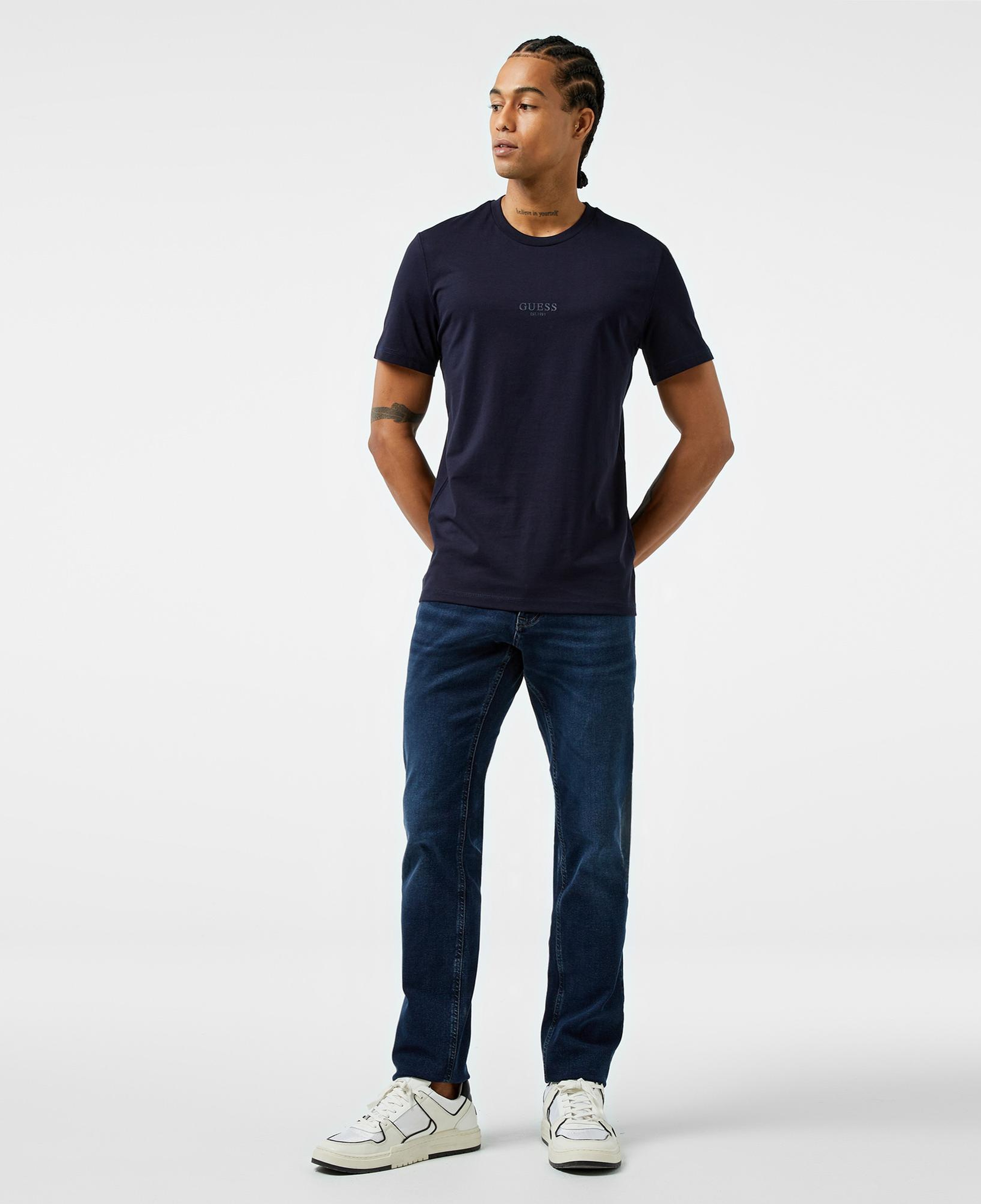 Guess Mid Organic Stream Erkek Lacivert T-Shirt