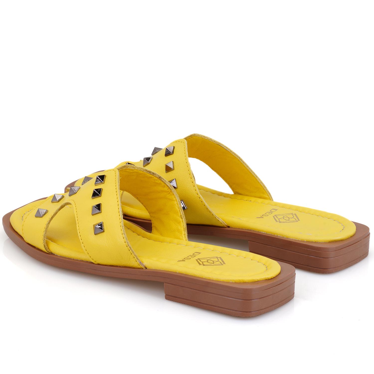 Kadın Sarı Deri Terlik