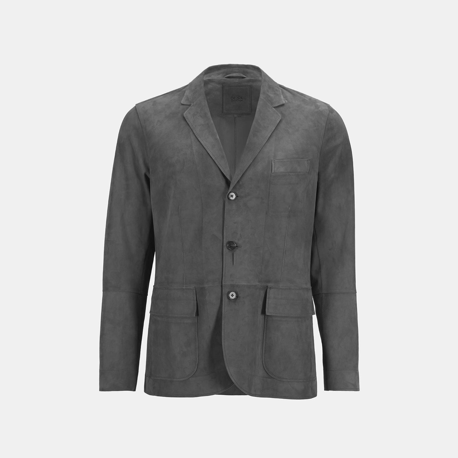 Erkek Gri Süet Blazer Ceket