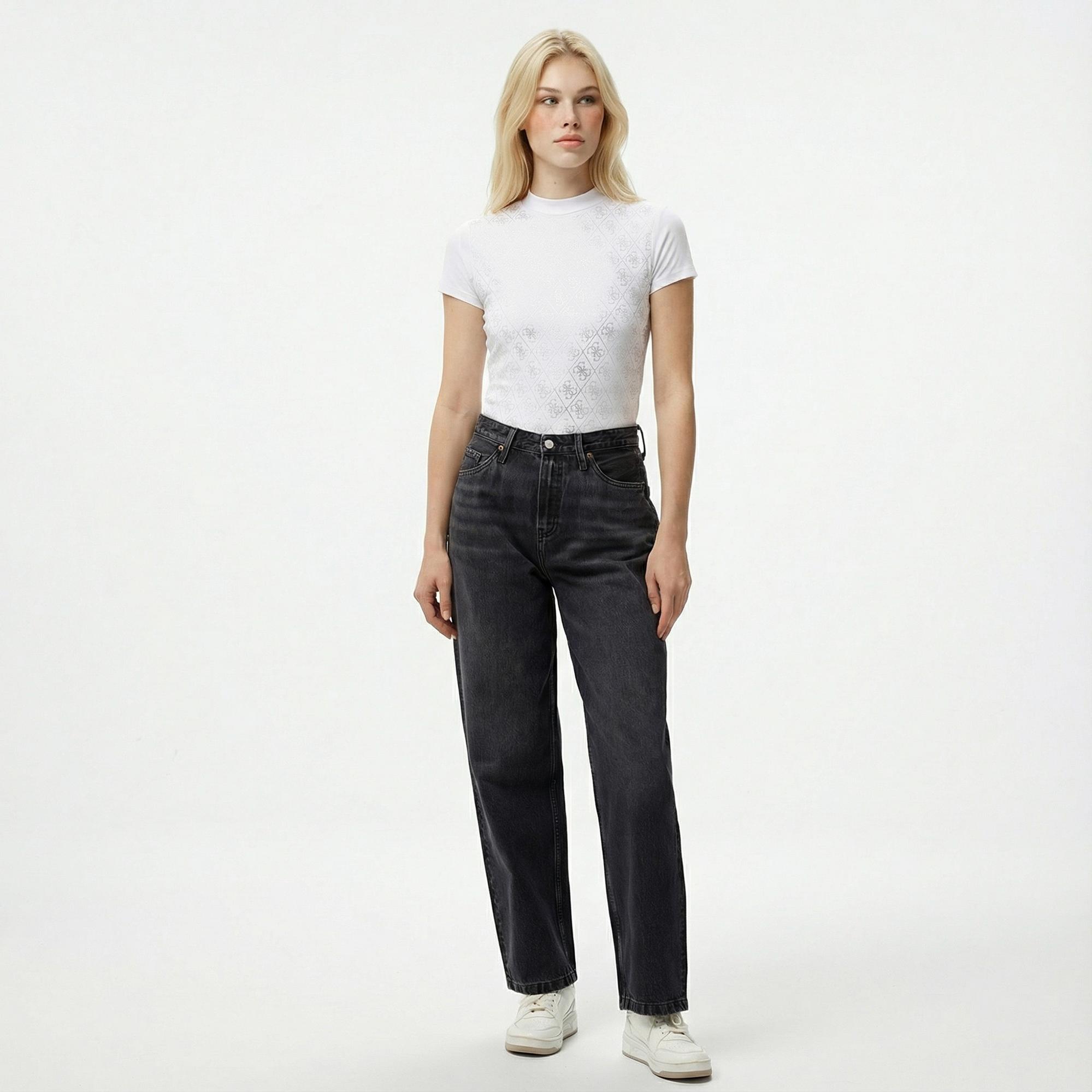 Guess Mock Kadın Beyaz T-Shirt