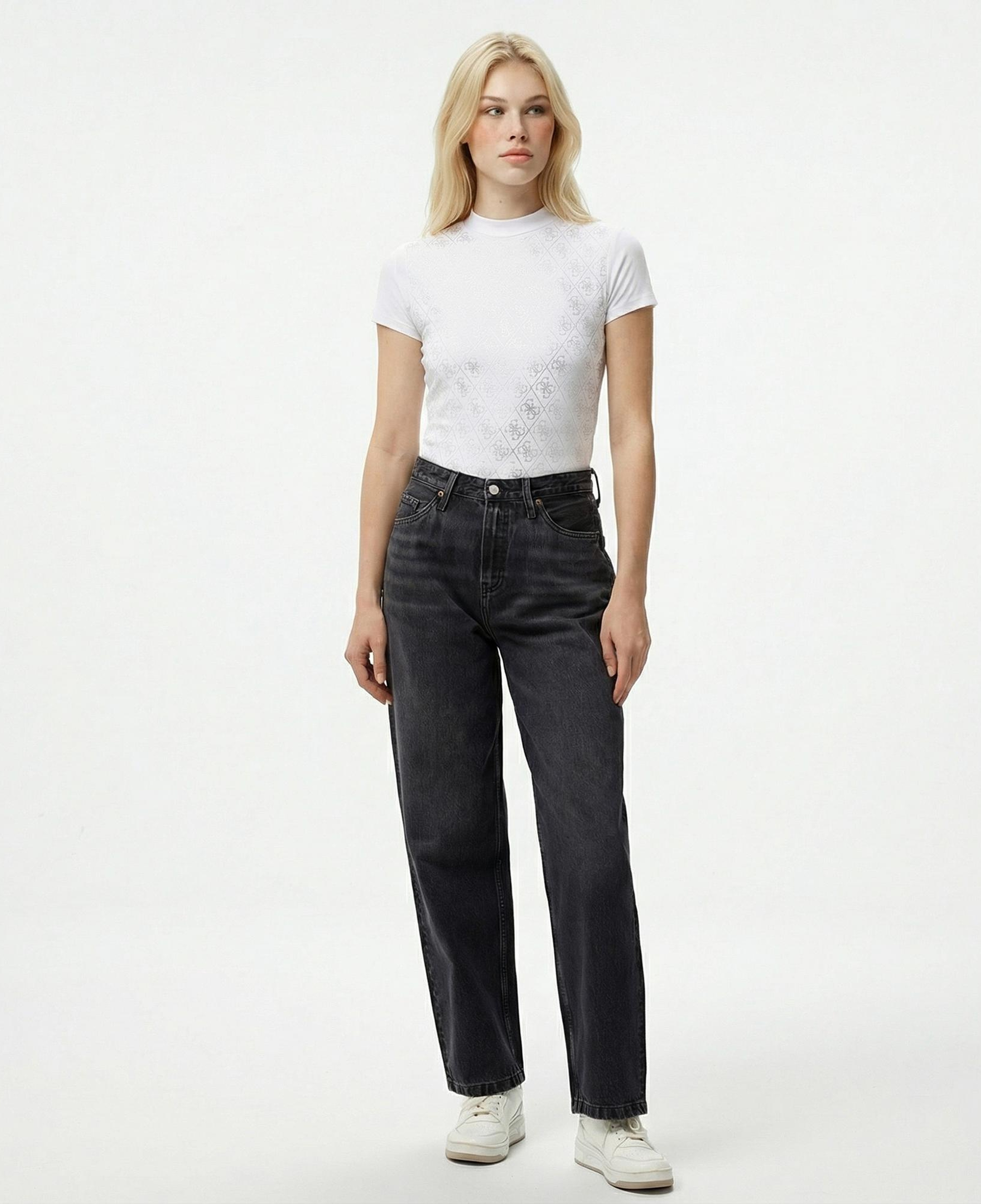 Guess Mock Kadın Beyaz T-Shirt