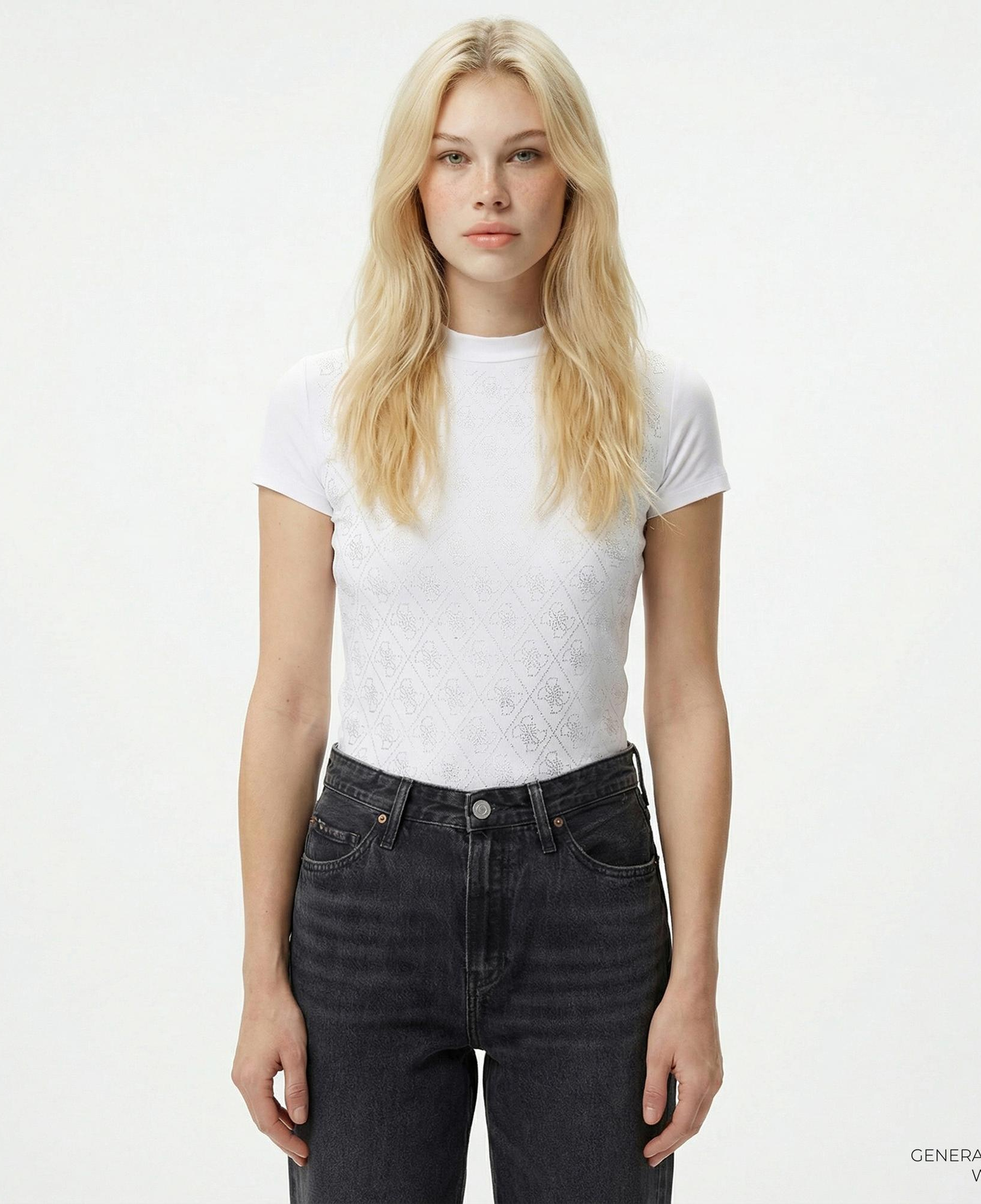 Guess Mock Kadın Beyaz T-Shirt