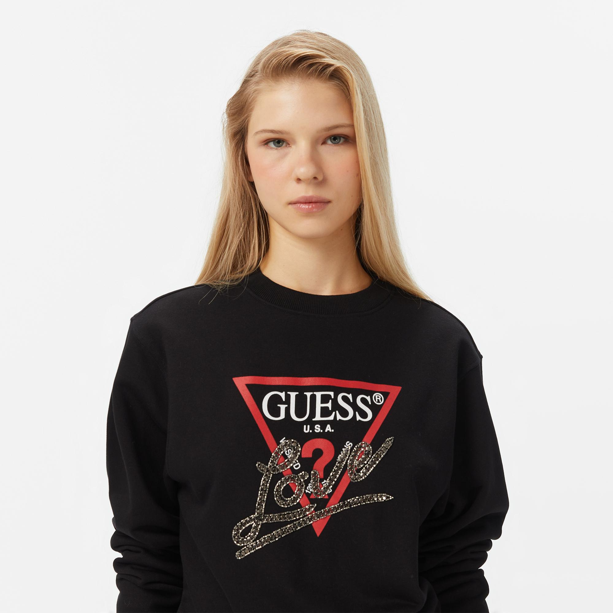 Guess Iconic Tria Kadın Beyaz Sweatshirt