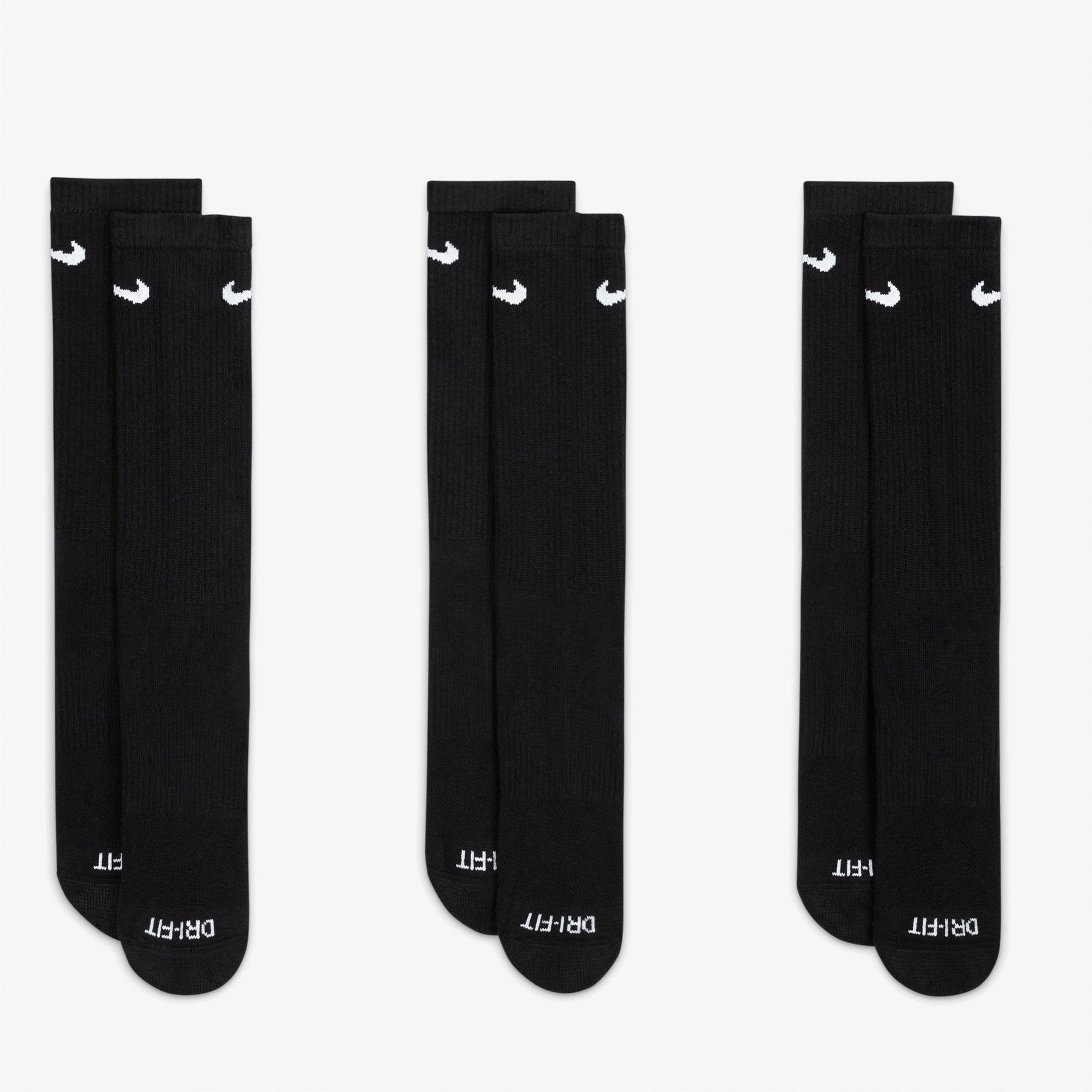 Nike Everyday Plus Cushioned 3'lü Unisex Siyah Çorap