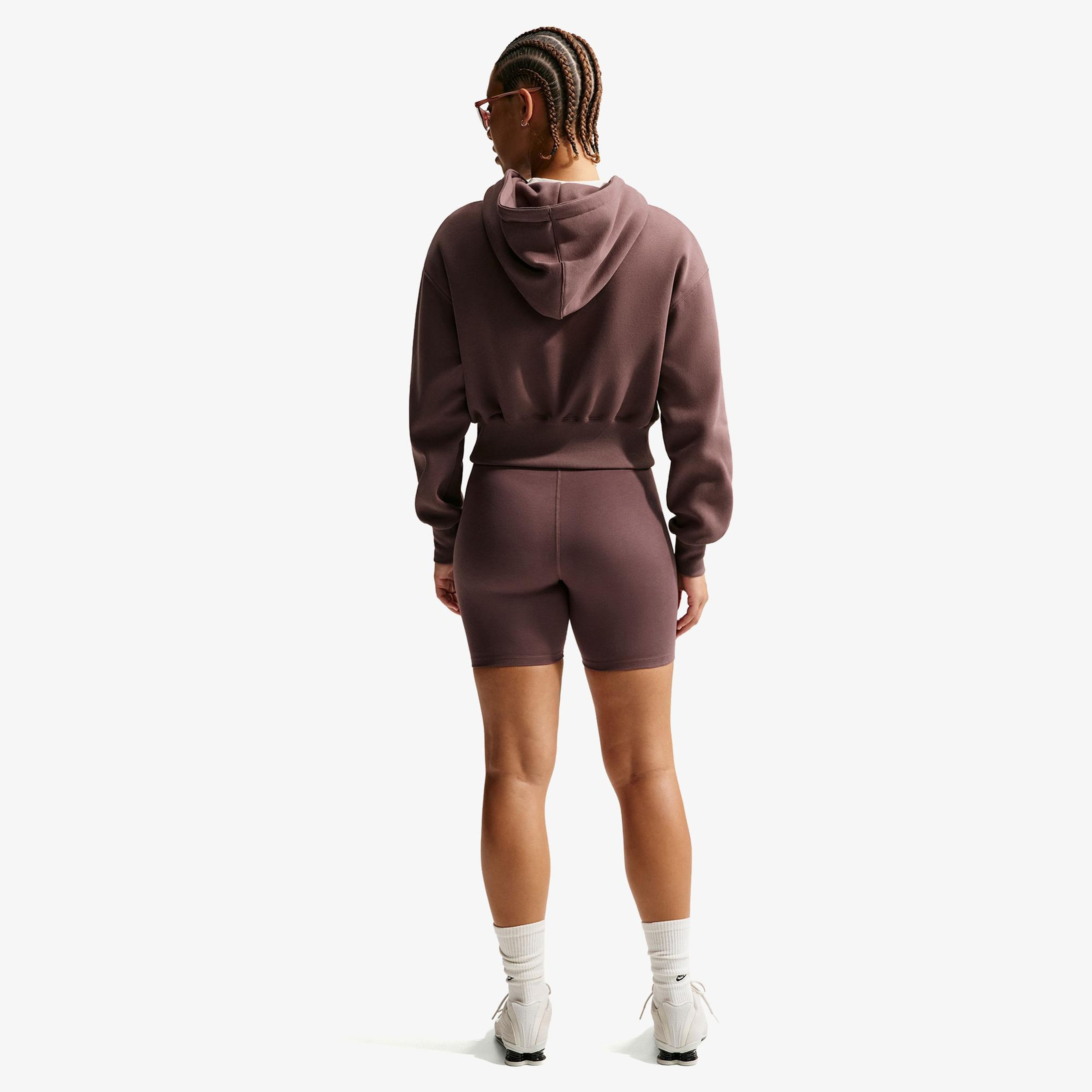 Nike Sportswear Classic Yüksek Belli 20 cm Kadın Kahverengi Kısa Tayt