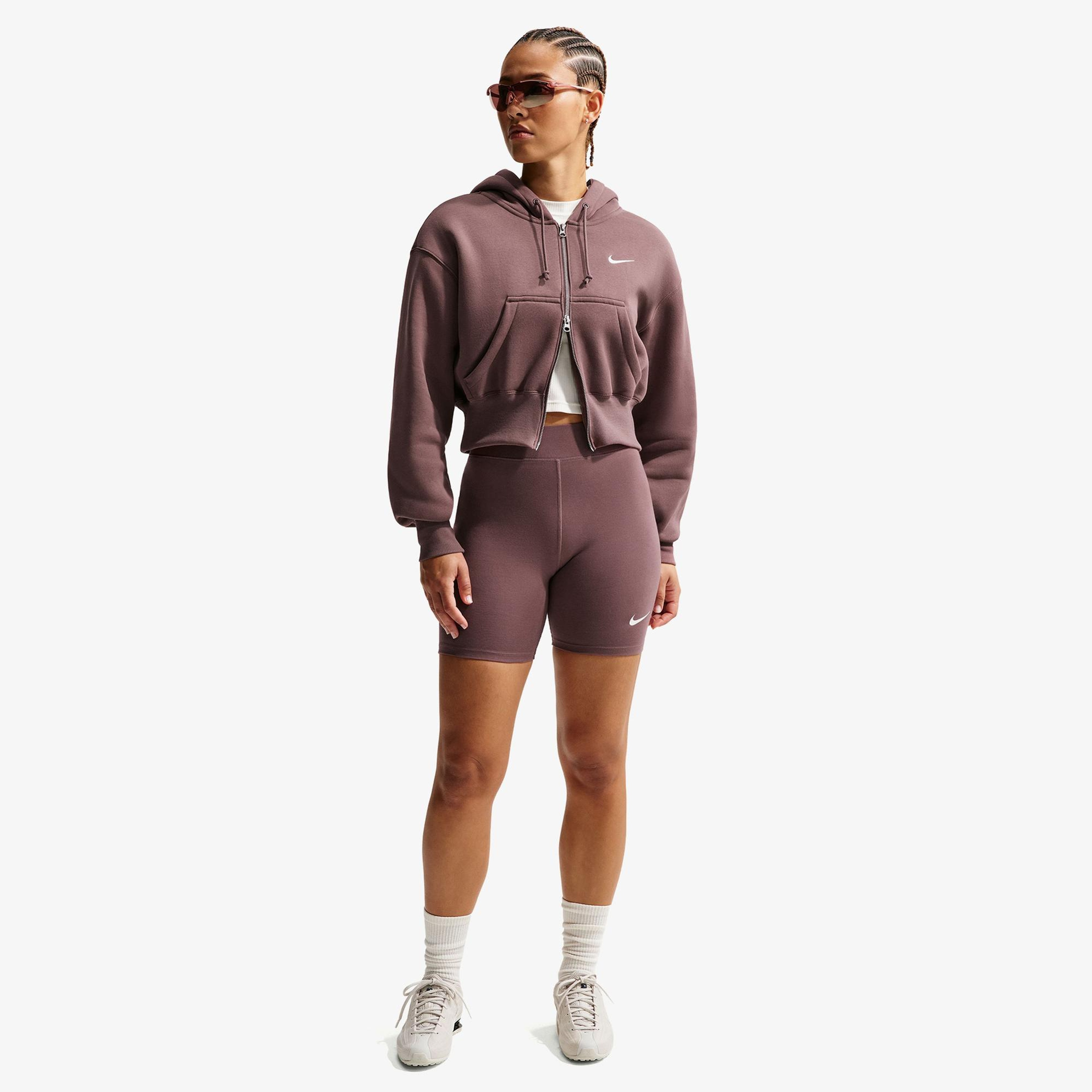 Nike Sportswear Classic Yüksek Belli 20 cm Kadın Kahverengi Kısa Tayt