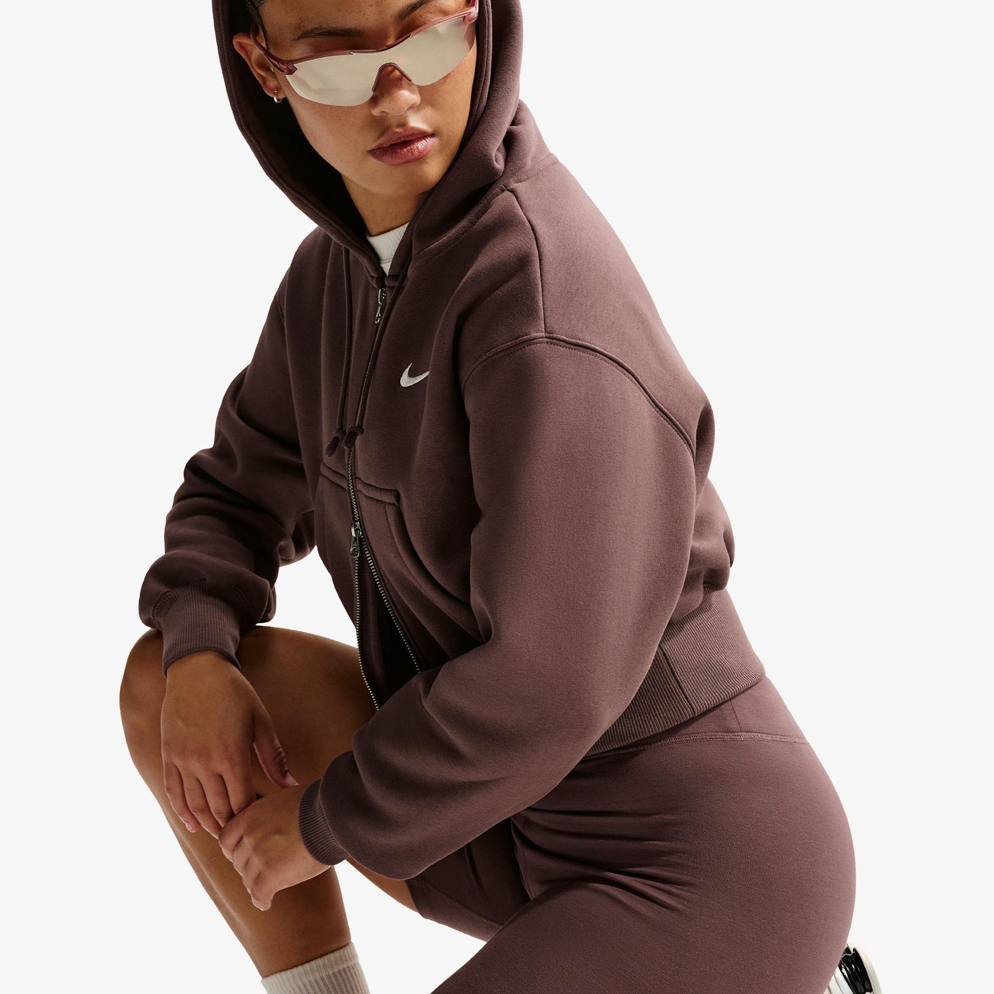 Nike Sportswear Classic Yüksek Belli 20 cm Kadın Kahverengi Kısa Tayt