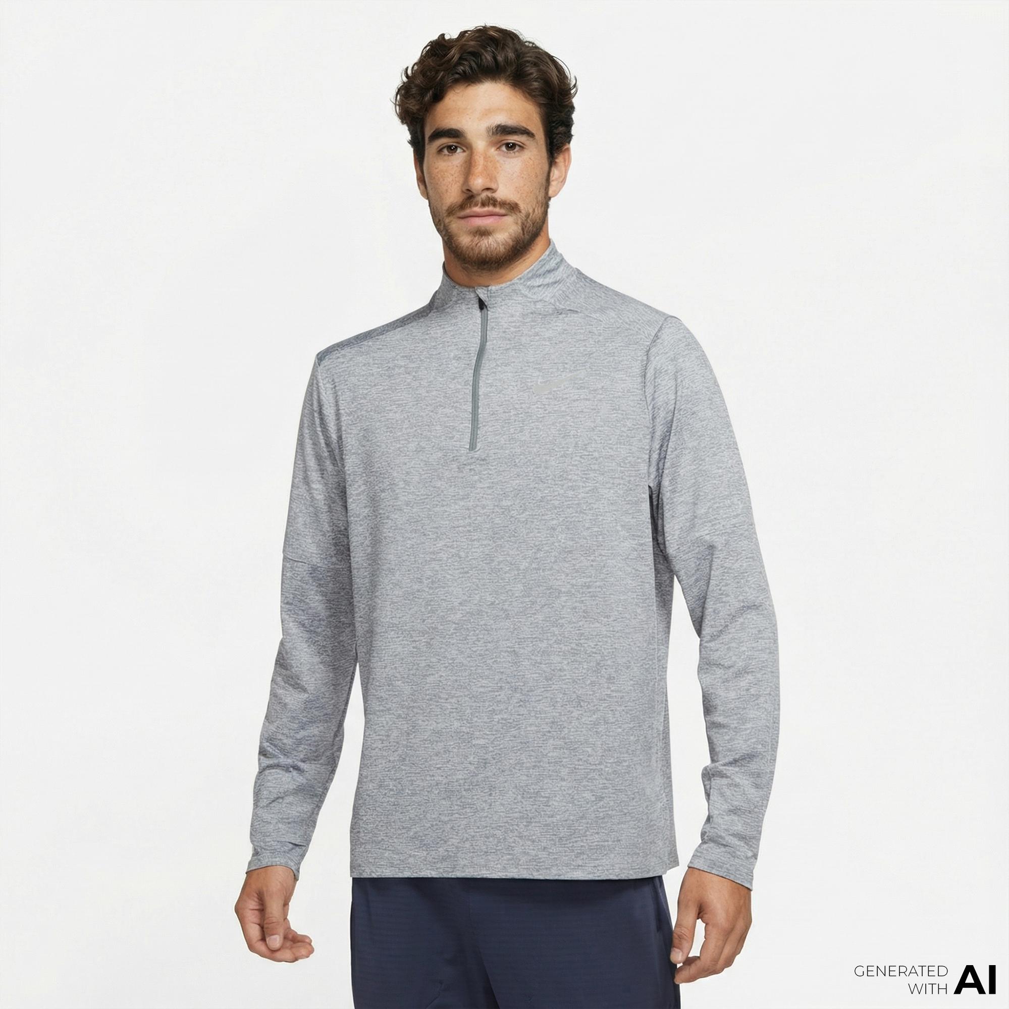 Nike Dri-Fit Element Erkek Gri Uzun Kollu T-Shirt