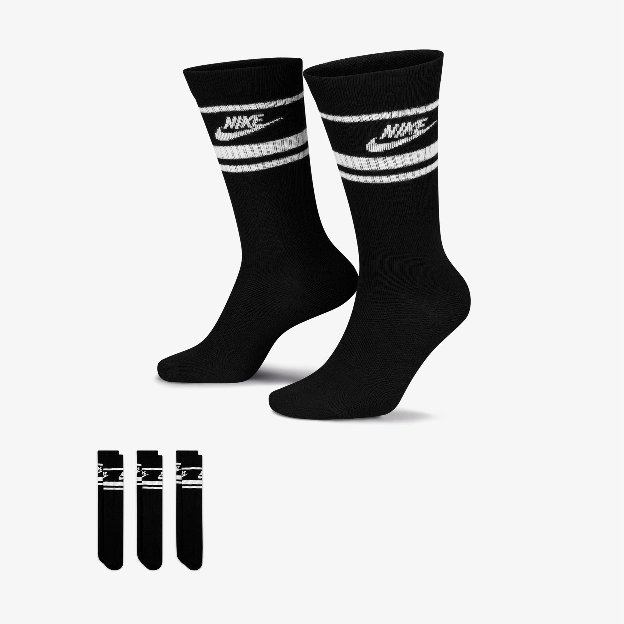 Nike Sportswear Everyday Essential Cr Unisex 3'lü Siyah Çorap