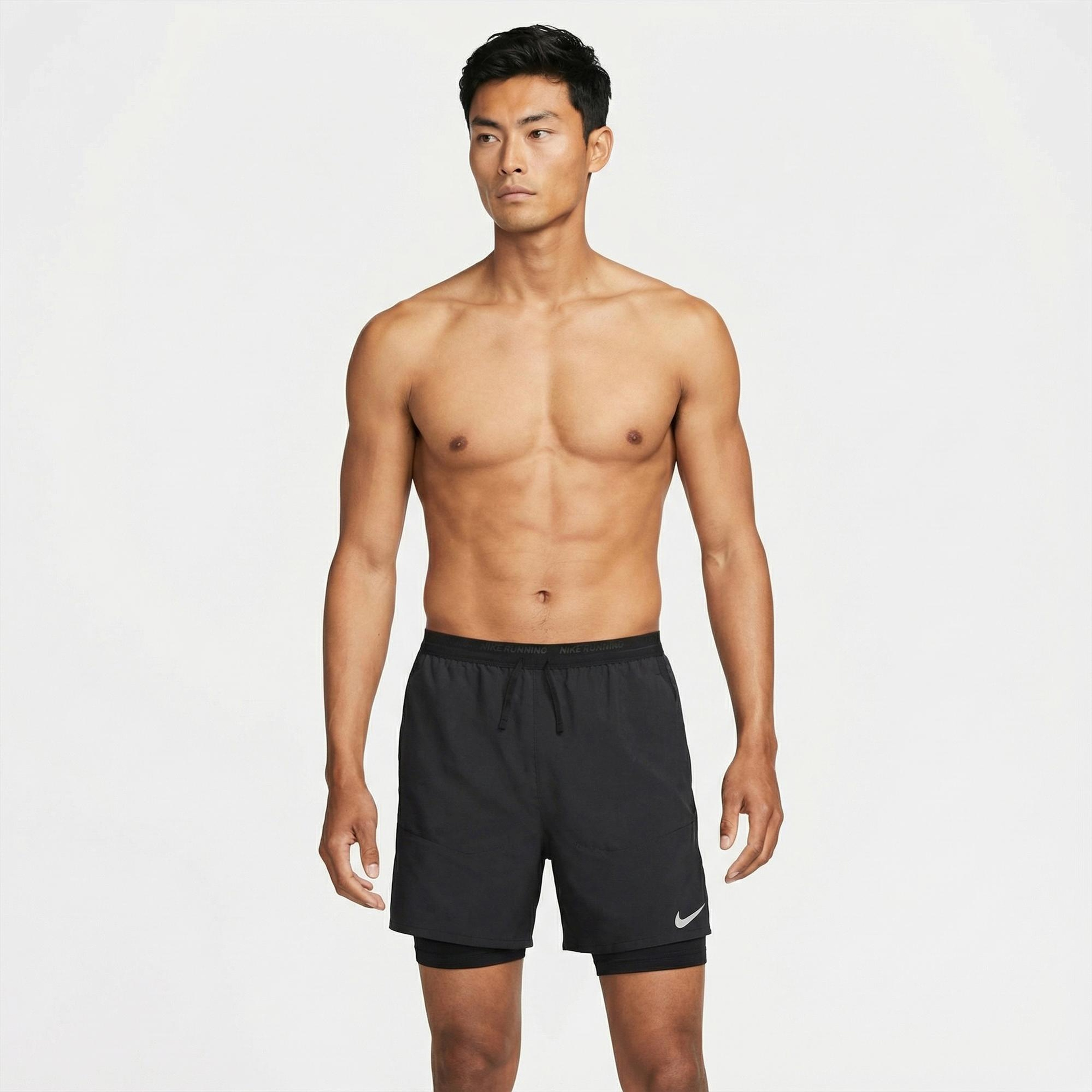 Nike Dri-Fit Stride 13 cm Hybrid Erkek Siyah Şort