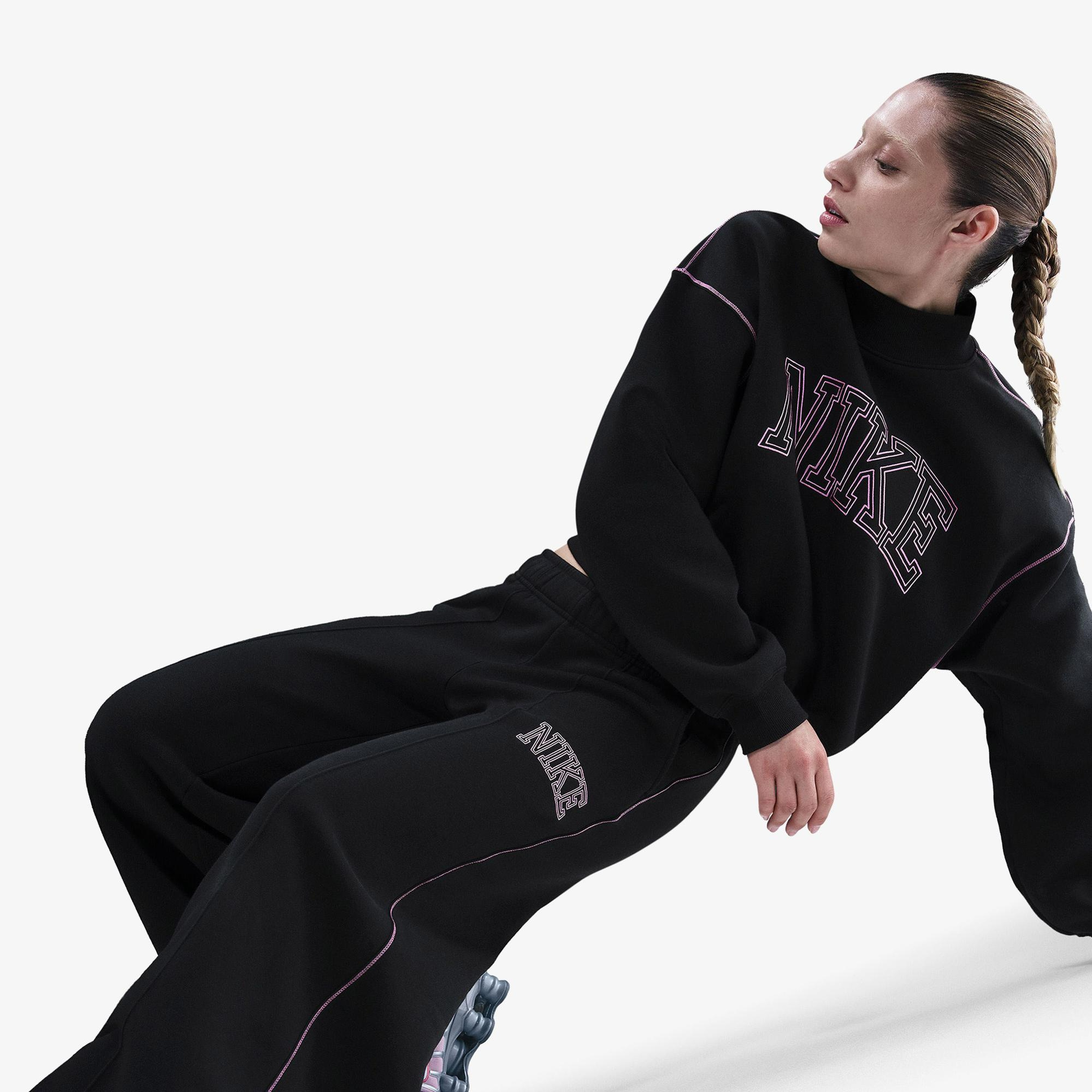 Nike Sportswear Phoenix Fleece Logo Kadın Siyah Eşofman Altı