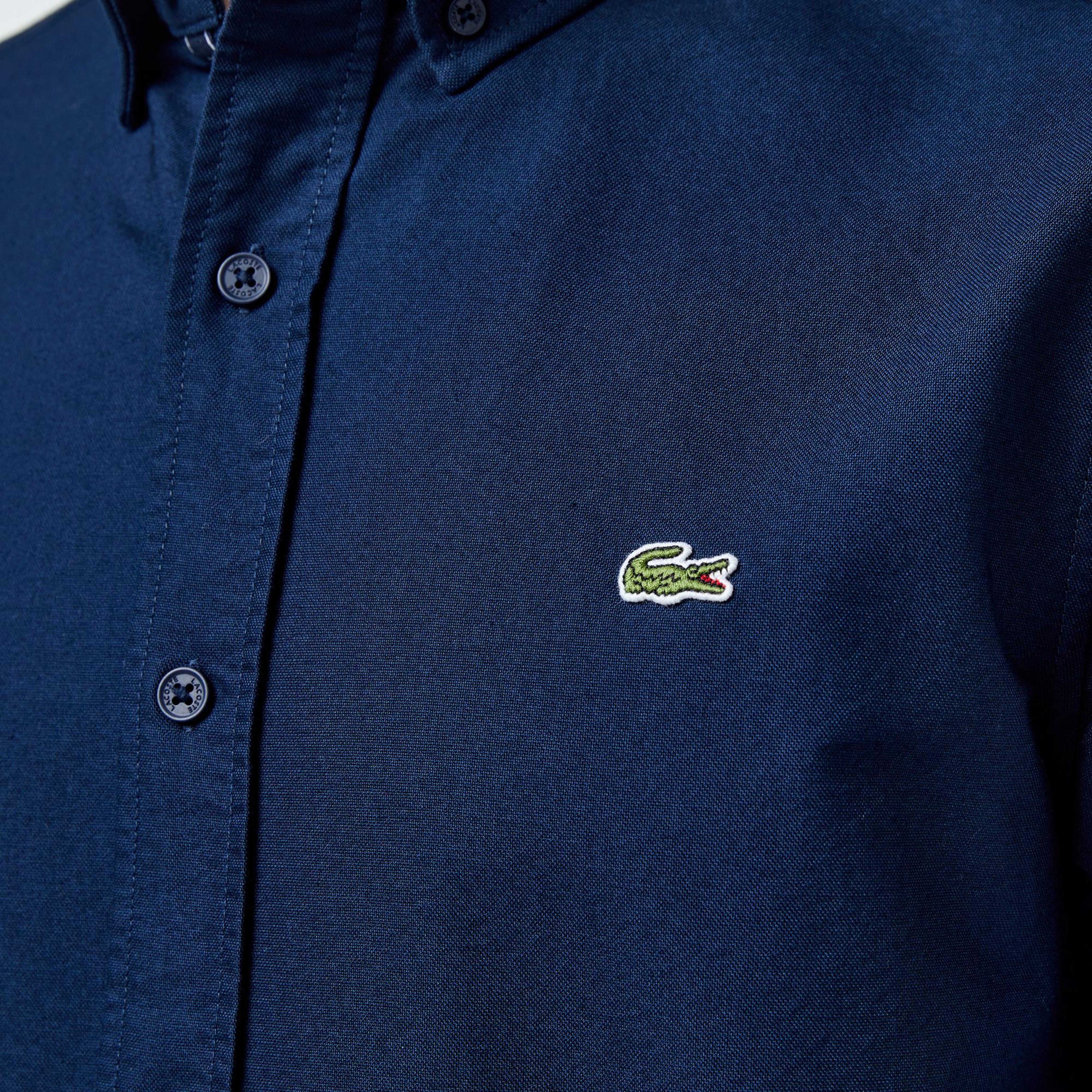 Lacoste Erkek Slim Fit Düğmeli Yaka Lacivert Gömlek