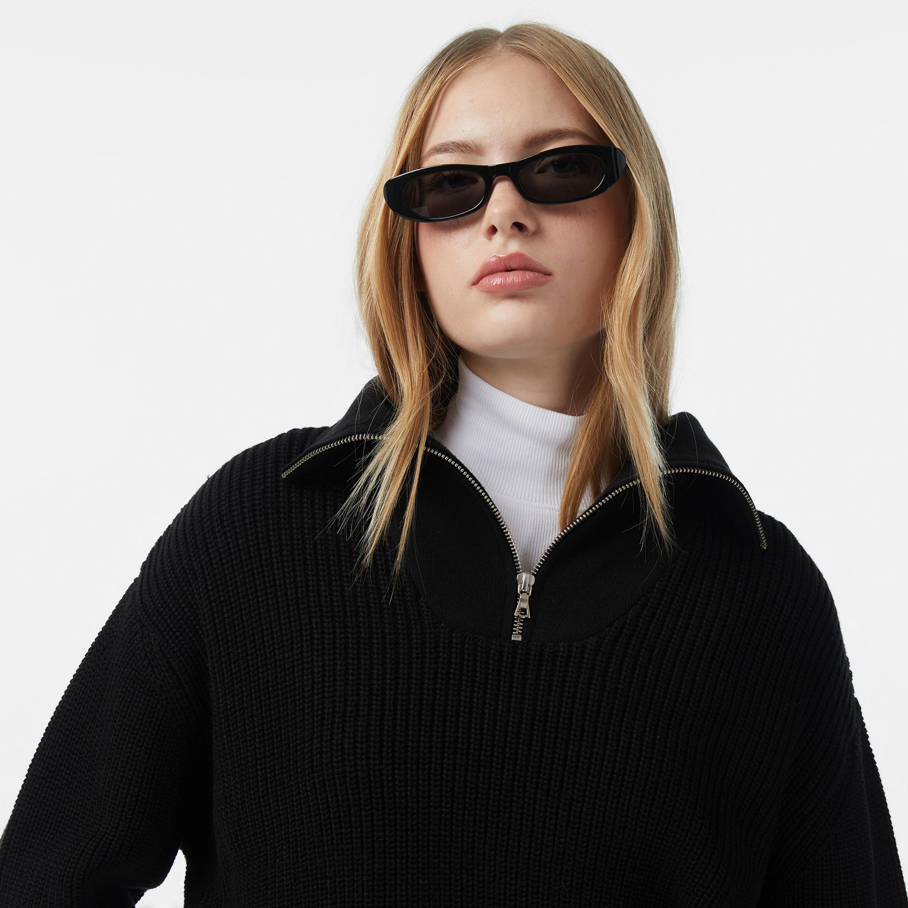 Les Benjamins Regular Fit Kadın Siyah Triko