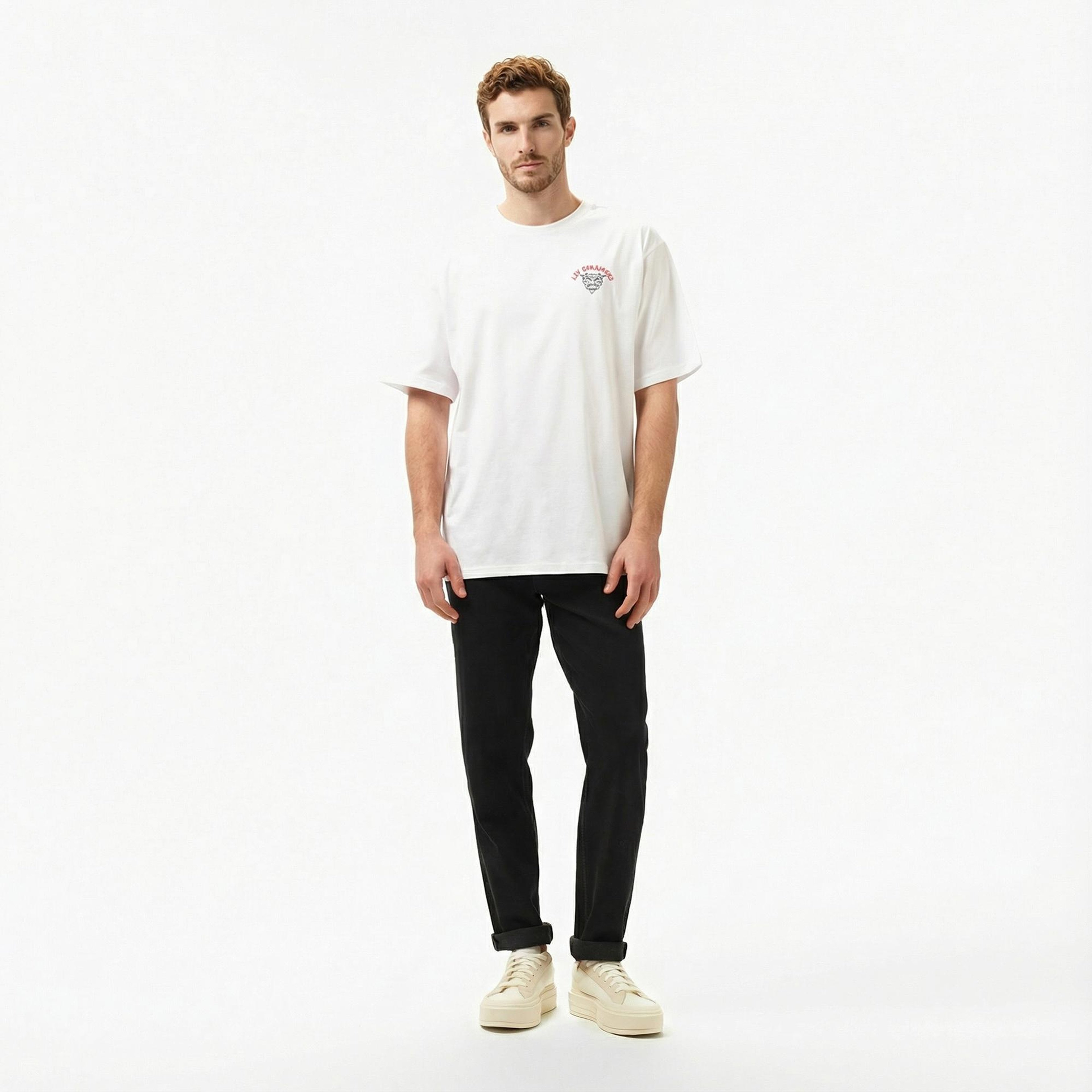 Les Benjamins Relaxed 031 Erkek Beyaz T-Shirt