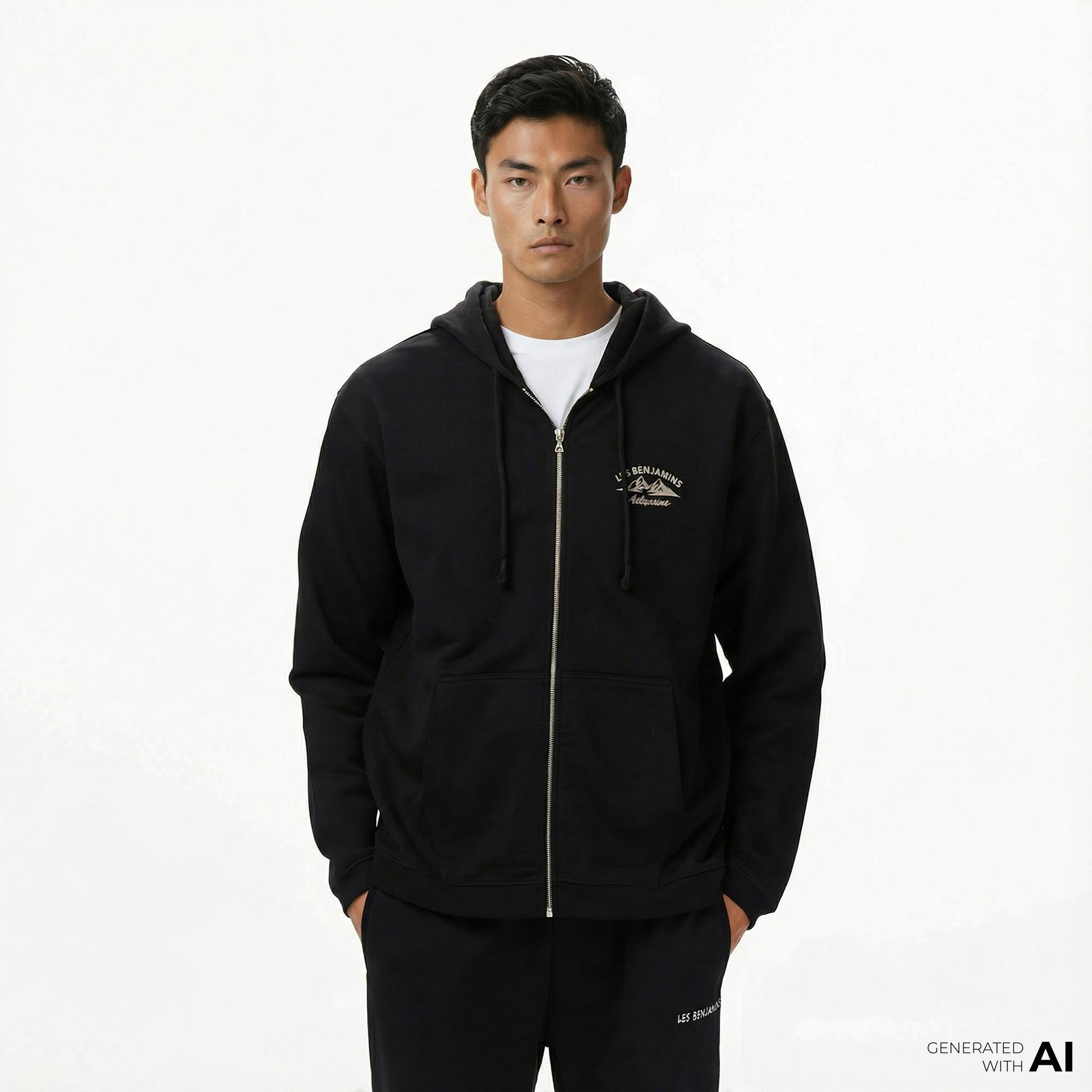 Les Benjamins Zip 002 Erkek Siyah Sweatshirt