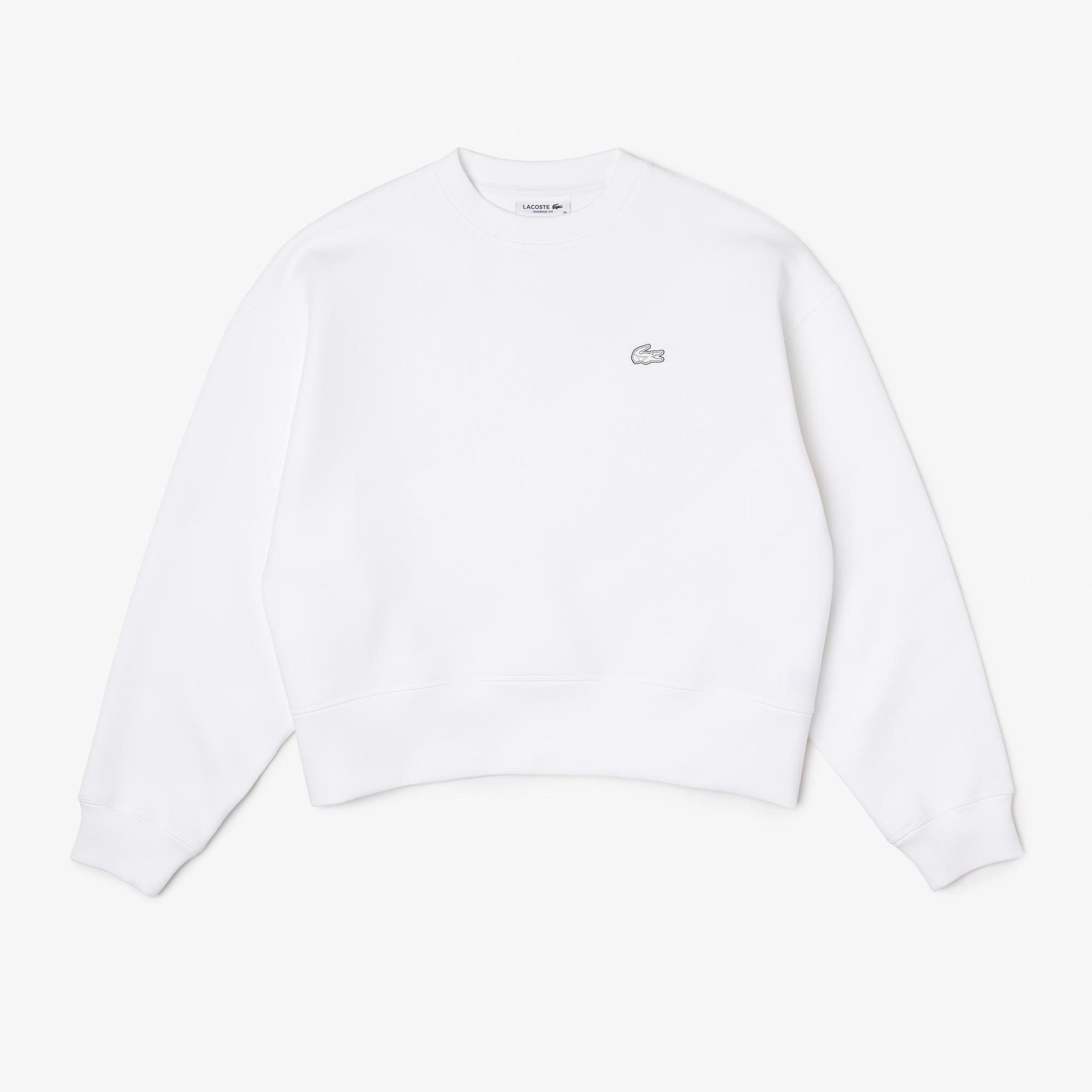 Lacoste Kadın Oversize Fit Bisiklet Yaka Beyaz Sweatshirt