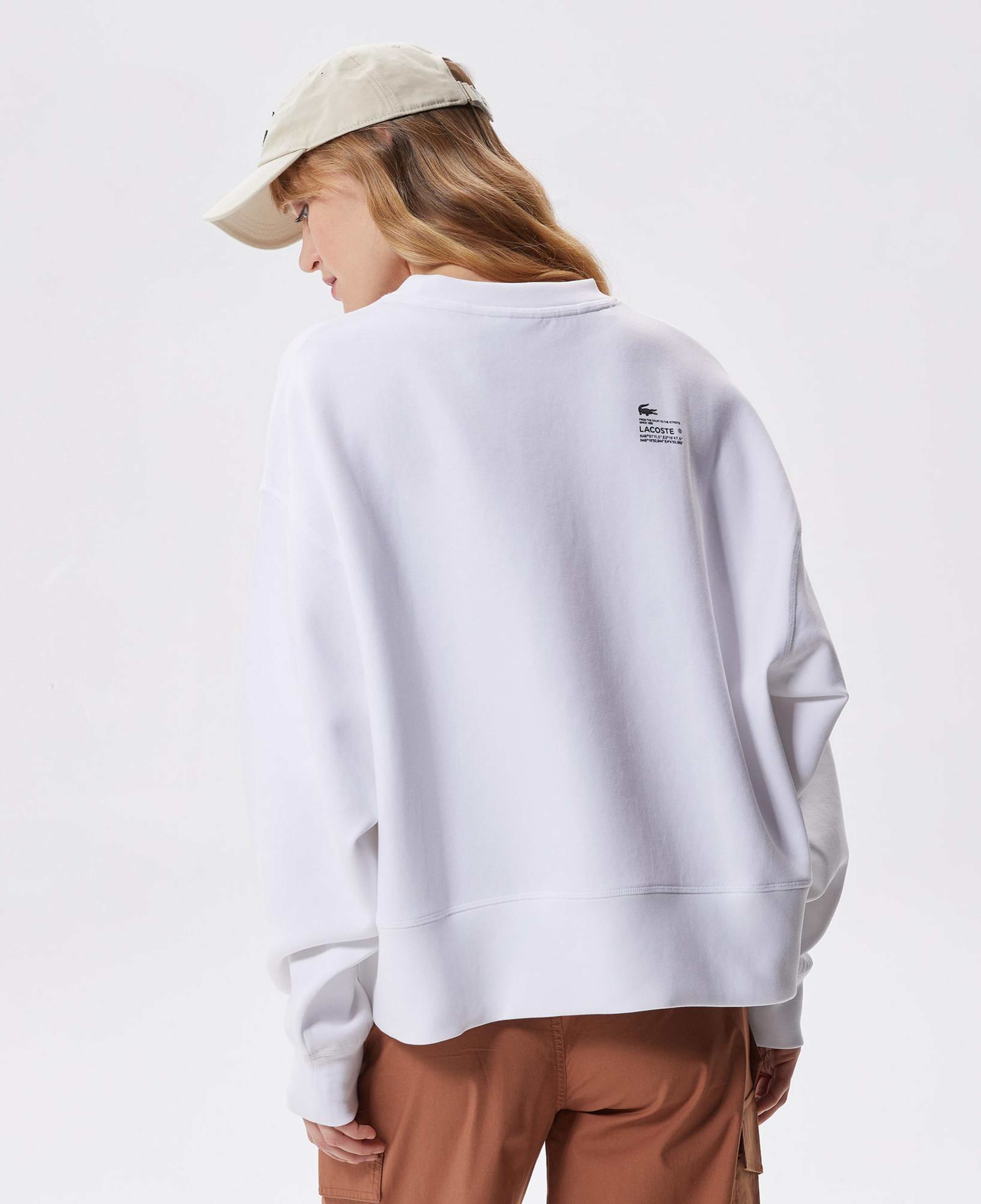Lacoste Kadın Oversize Fit Bisiklet Yaka Beyaz Sweatshirt