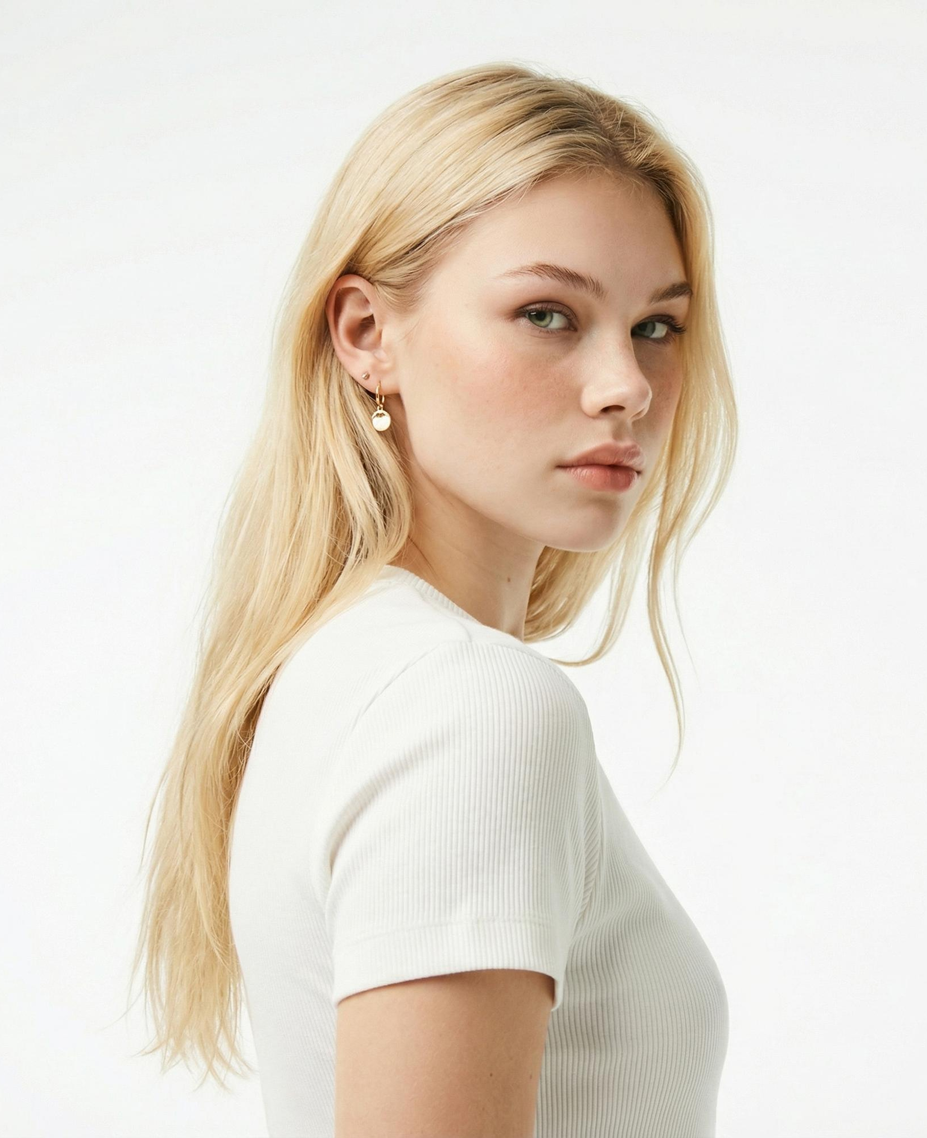 Lacoste Kadın Slim Fit Bisiklet Yaka Beyaz T-Shirt