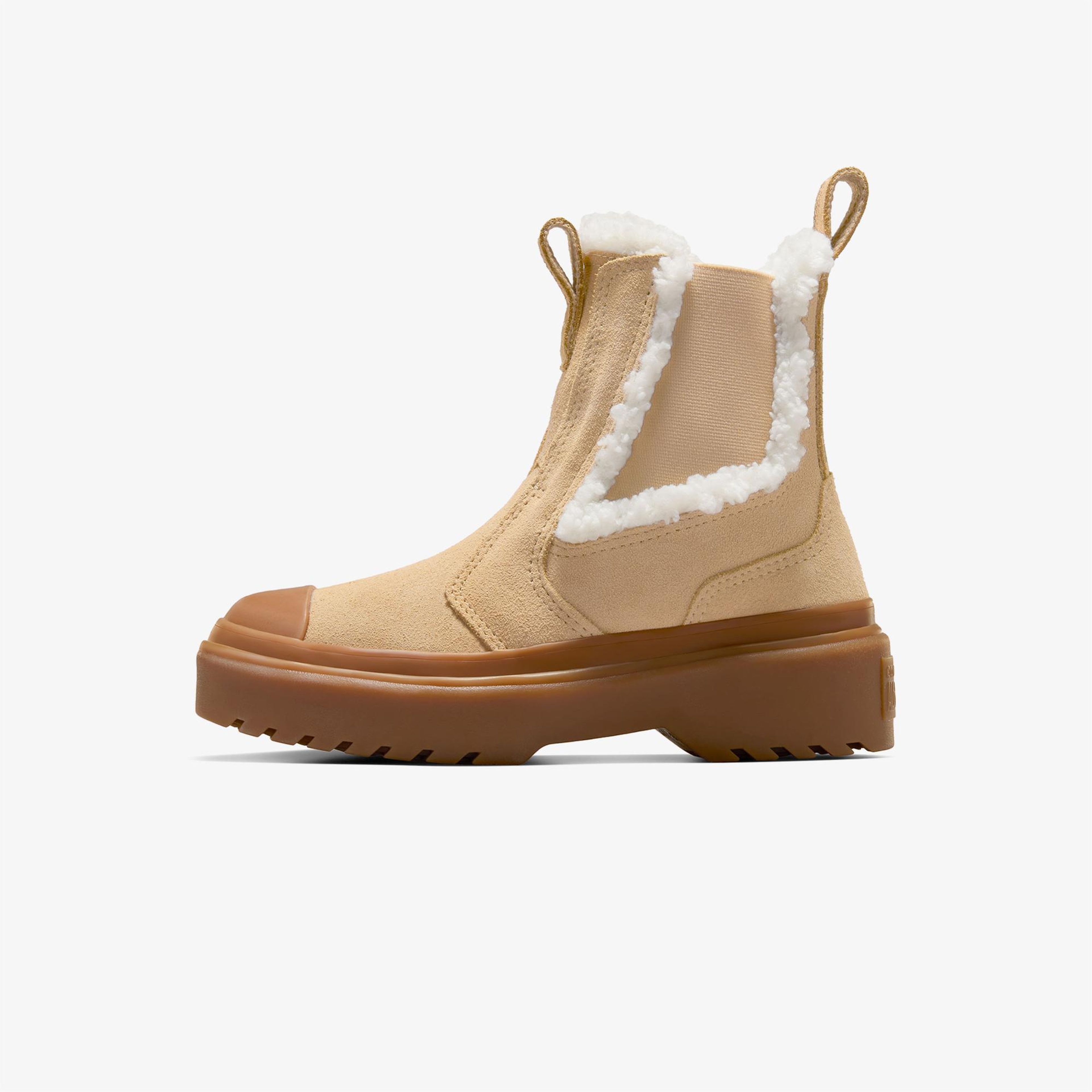 Converse Chuck Taylor All Star Chelsea Lugged Çocuk Bej Süet Platform Bot