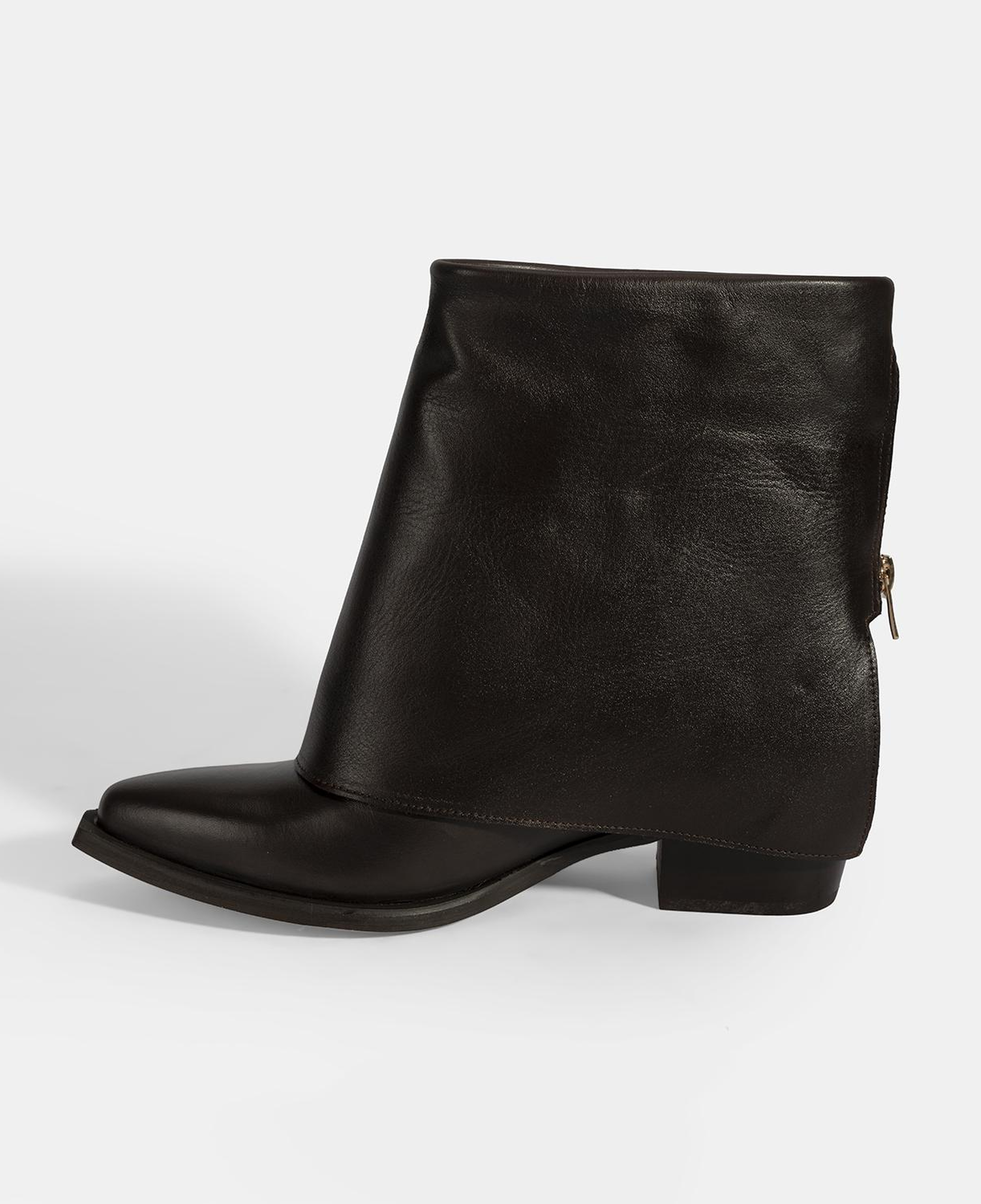 Kadın Kahve Katlama Detaylı Topuklu Deri Bot