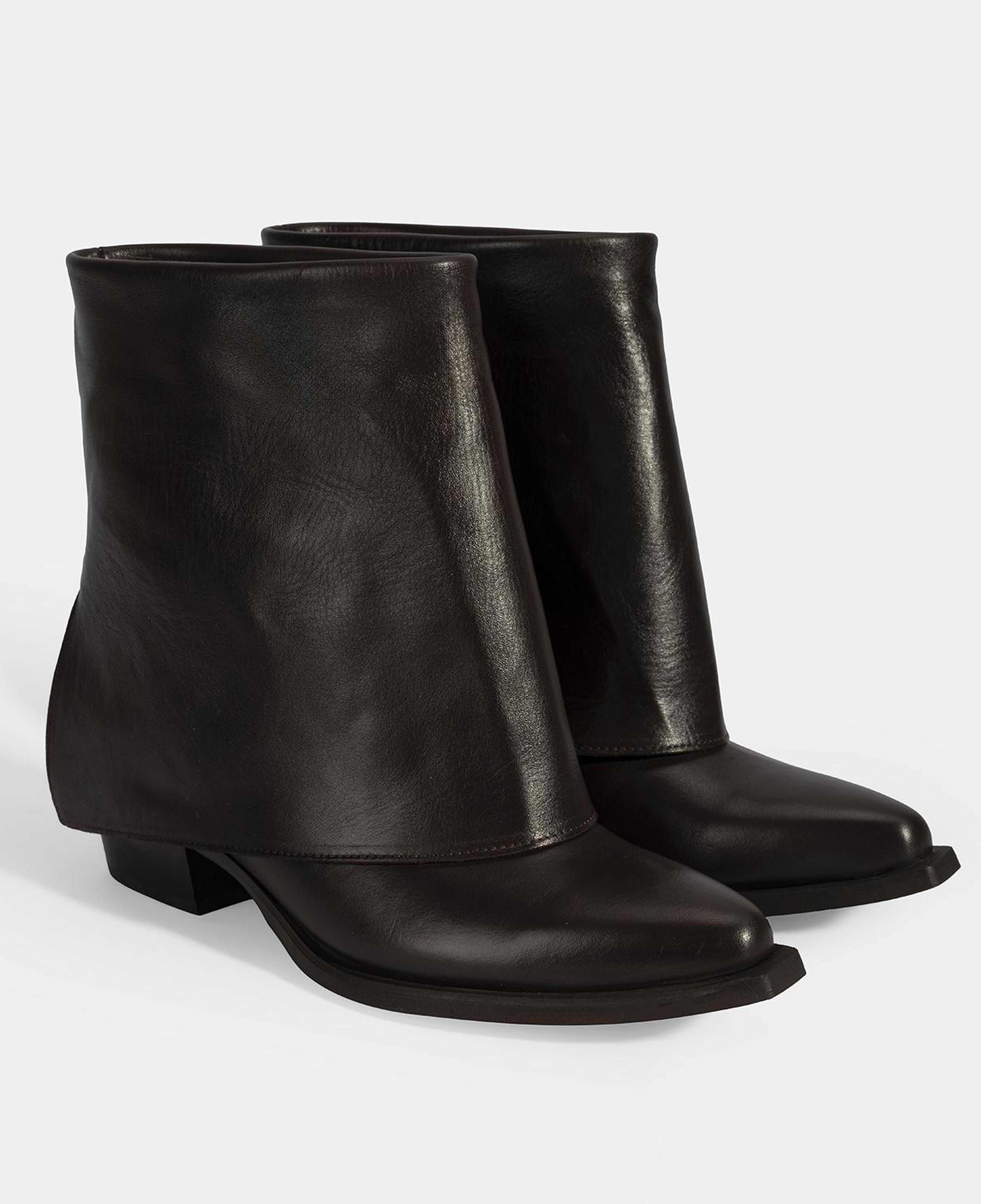 Kadın Kahve Katlama Detaylı Topuklu Deri Bot