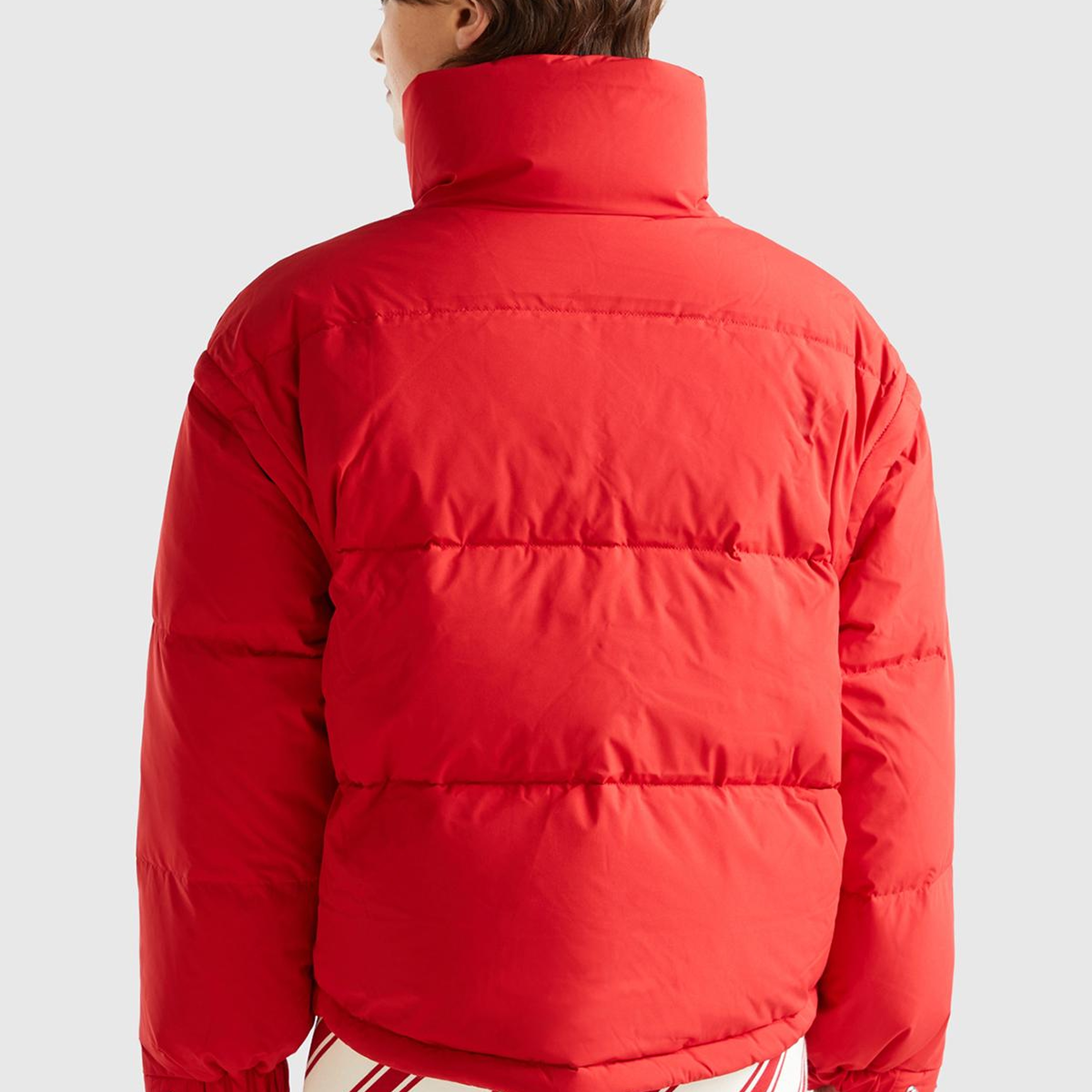 Kadın Kırmızı Kaz Tüyü Dolgulu Pufa Mont