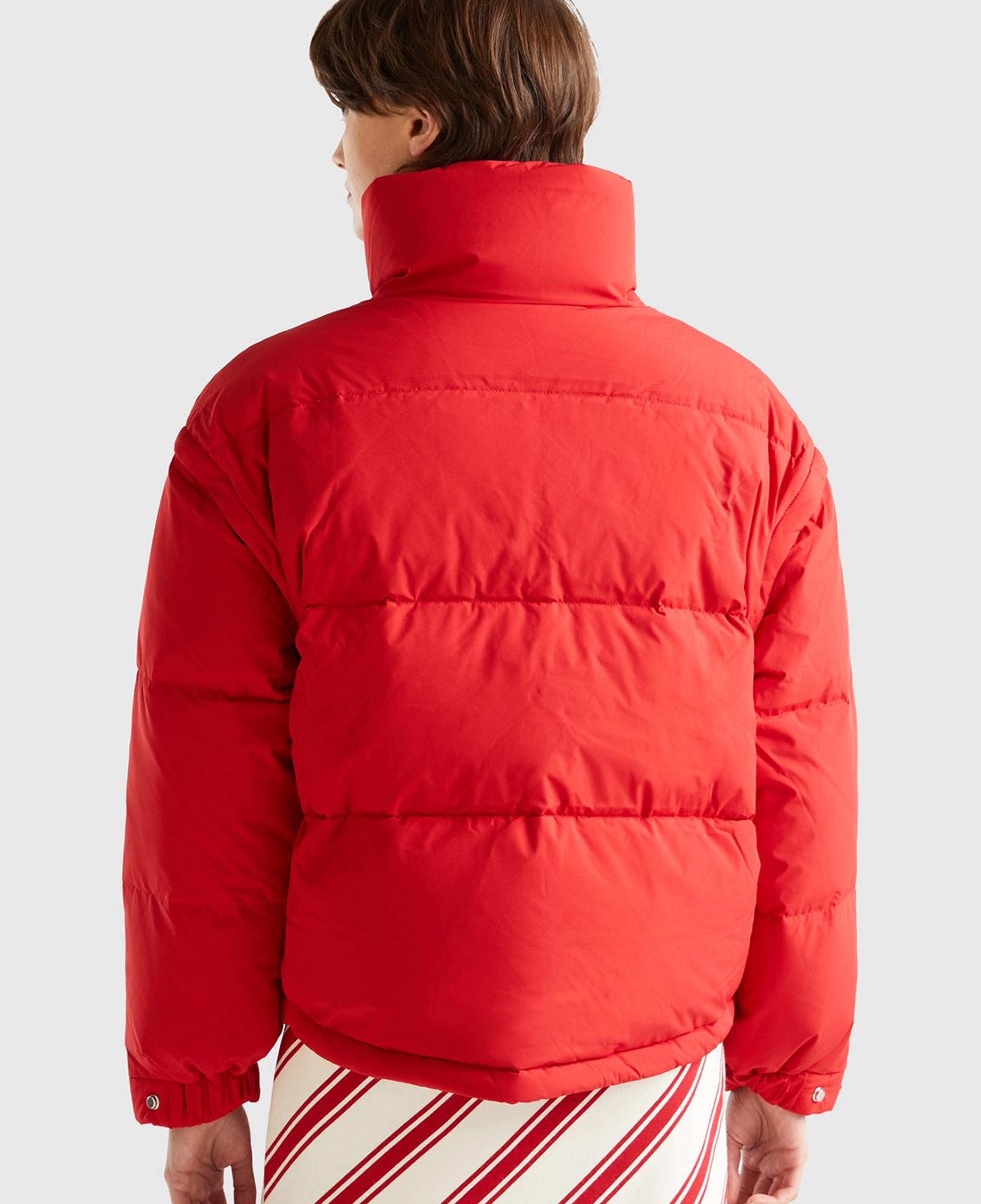 Kadın Kırmızı Kaz Tüyü Dolgulu Pufa Mont