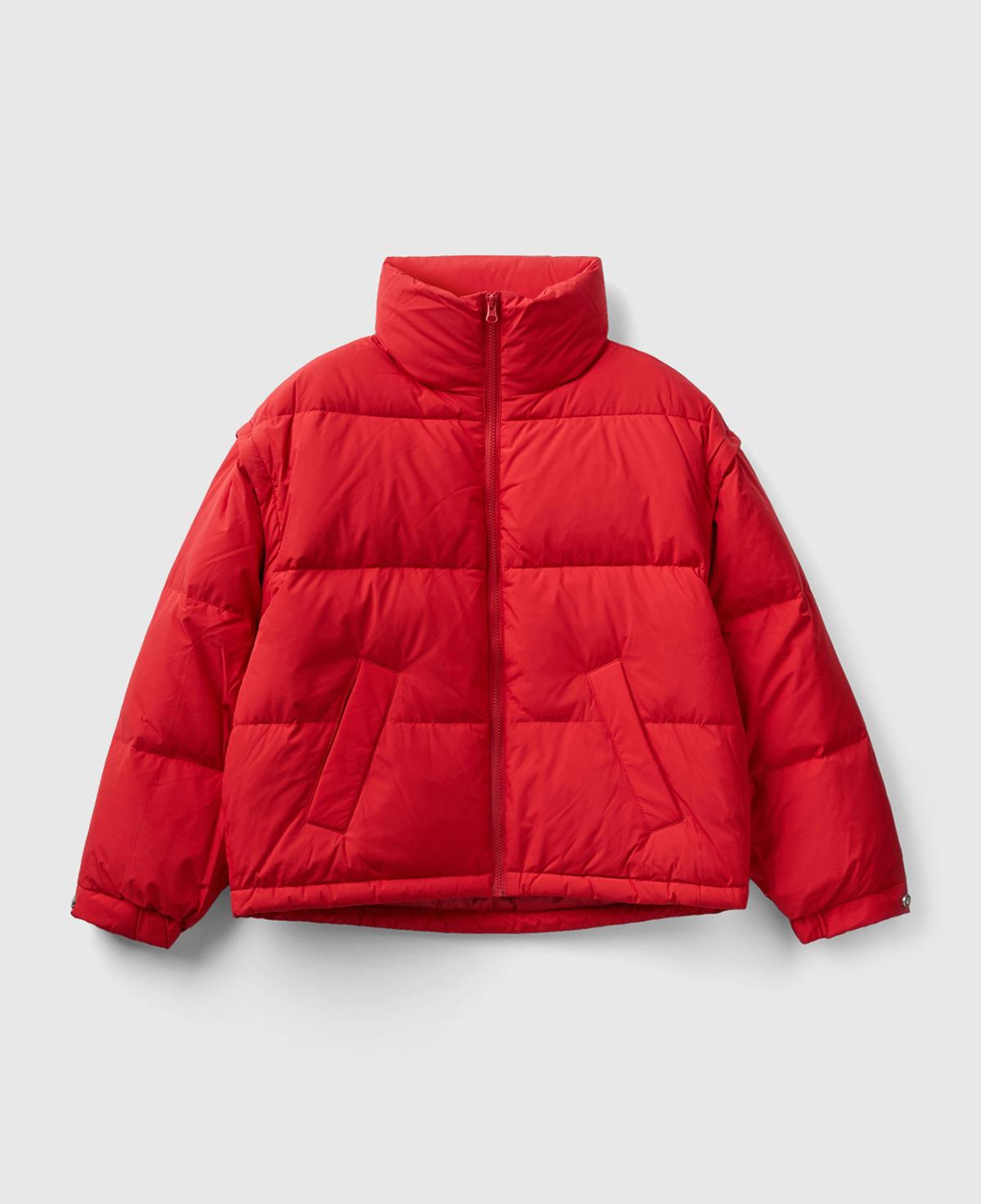 Kadın Kırmızı Kaz Tüyü Dolgulu Pufa Mont